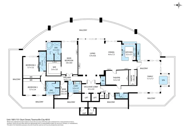Floorplan of Homely unit listing, 1801/151-173 Sturt Street, Townsville City QLD 4810