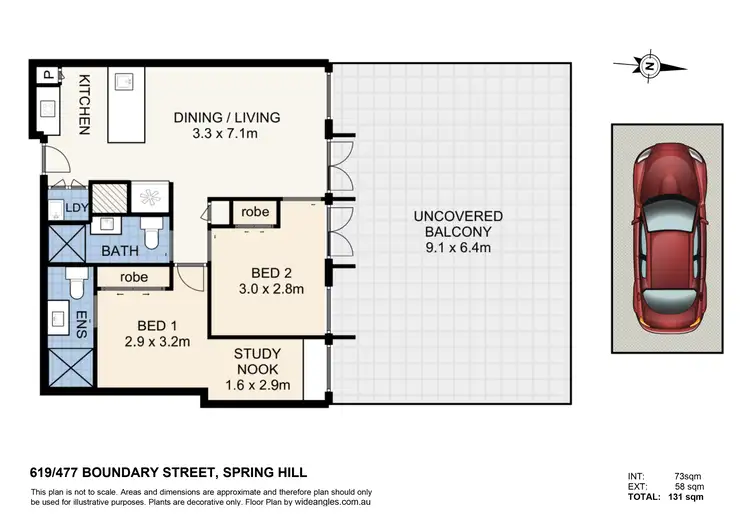 Floorplan of Homely apartment listing, 619/477 Boundary Street, Spring Hill QLD 4000