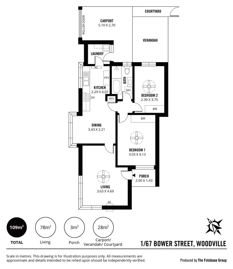 Floorplan of Homely unit listing, 1/67 Bower Street, Woodville SA 5011