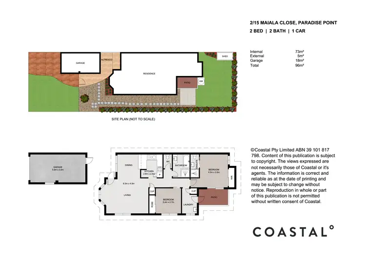 Floorplan of Homely semi-detached listing, 2/15 Maiala Close, Paradise Point QLD 4216