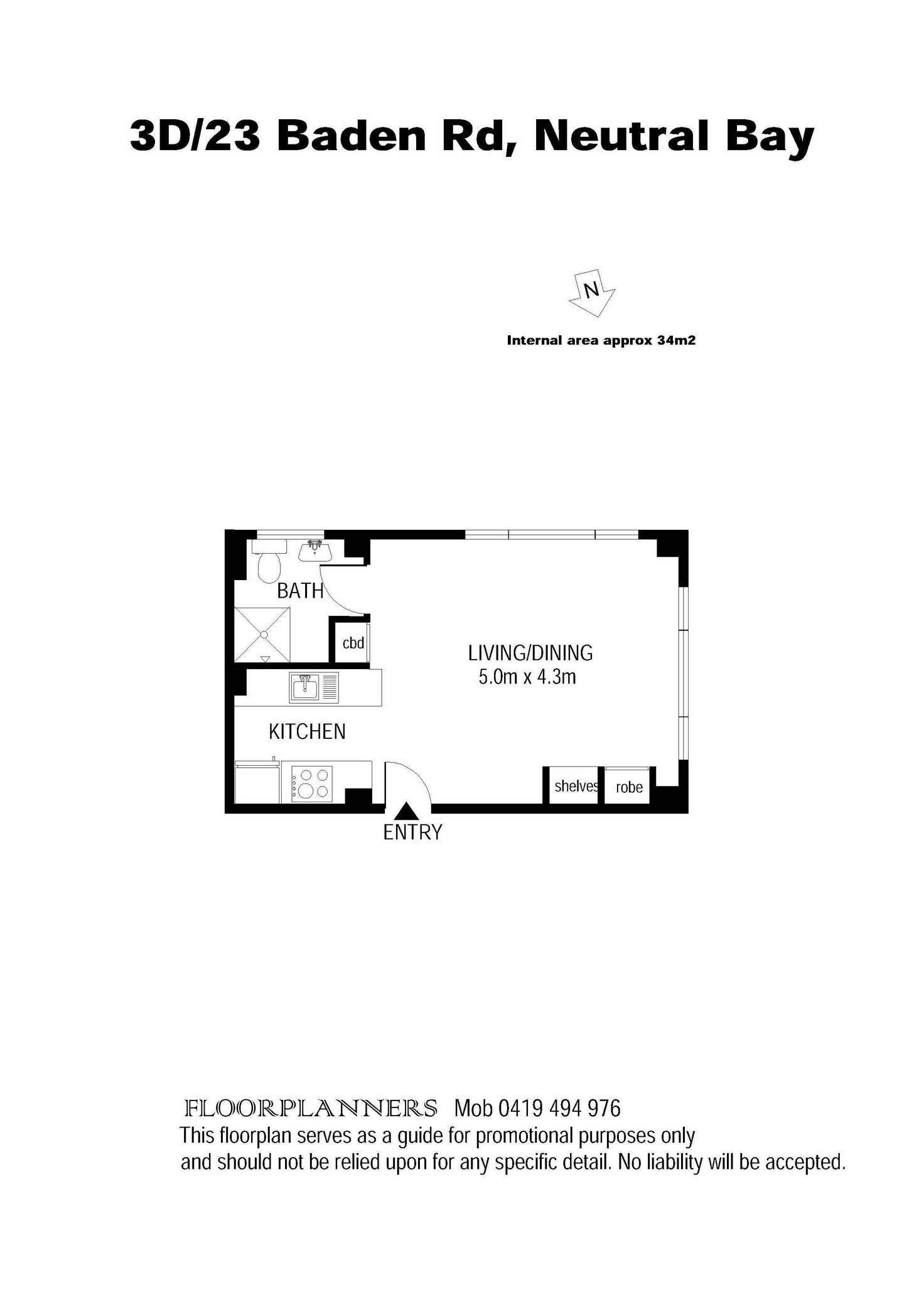 Floorplan of Homely unit listing, 3D/23 BADEN ROAD, Neutral Bay NSW 2089