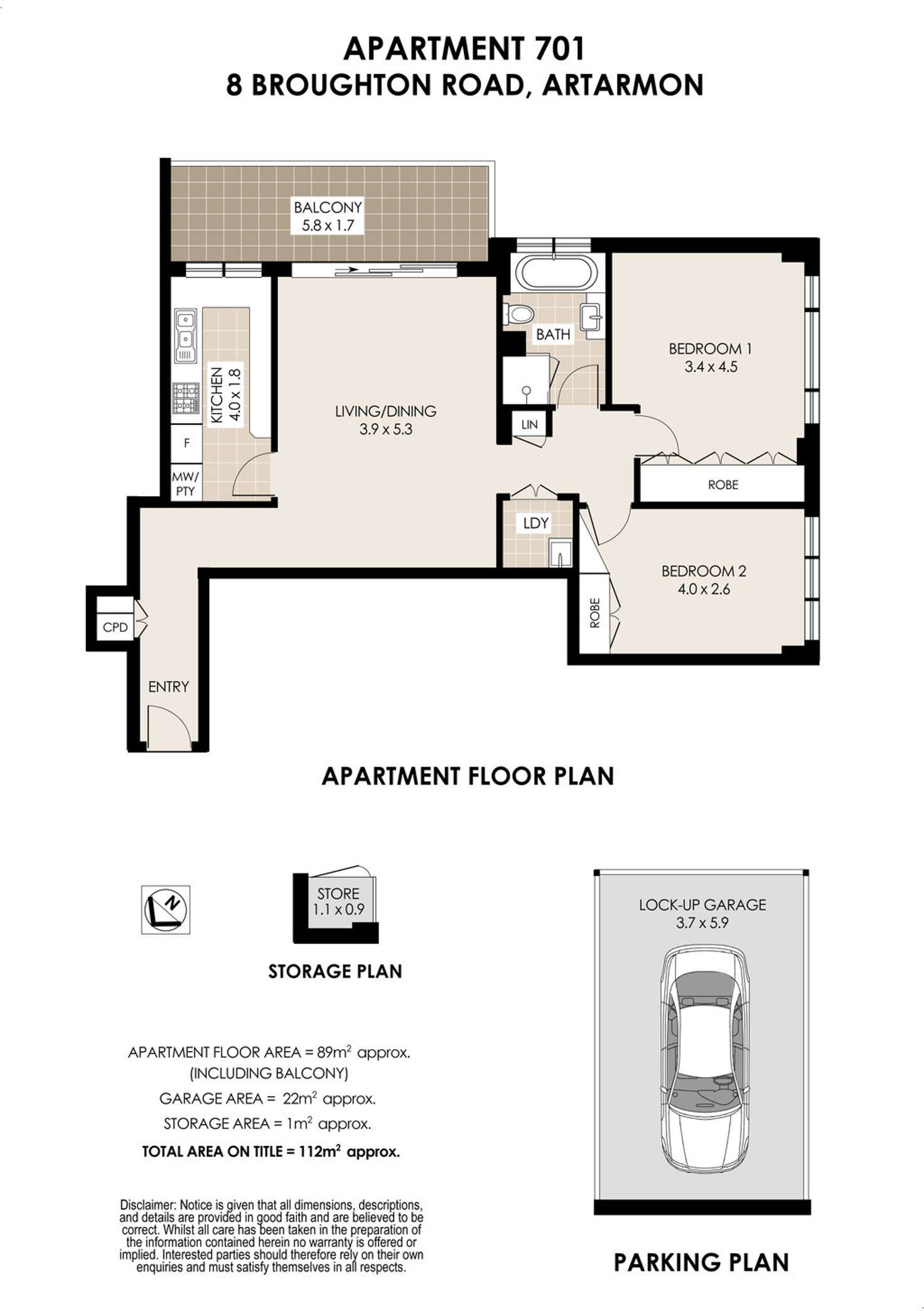 Floorplan of Homely unit listing, 701/8 Broughton Road, Artarmon NSW 2064