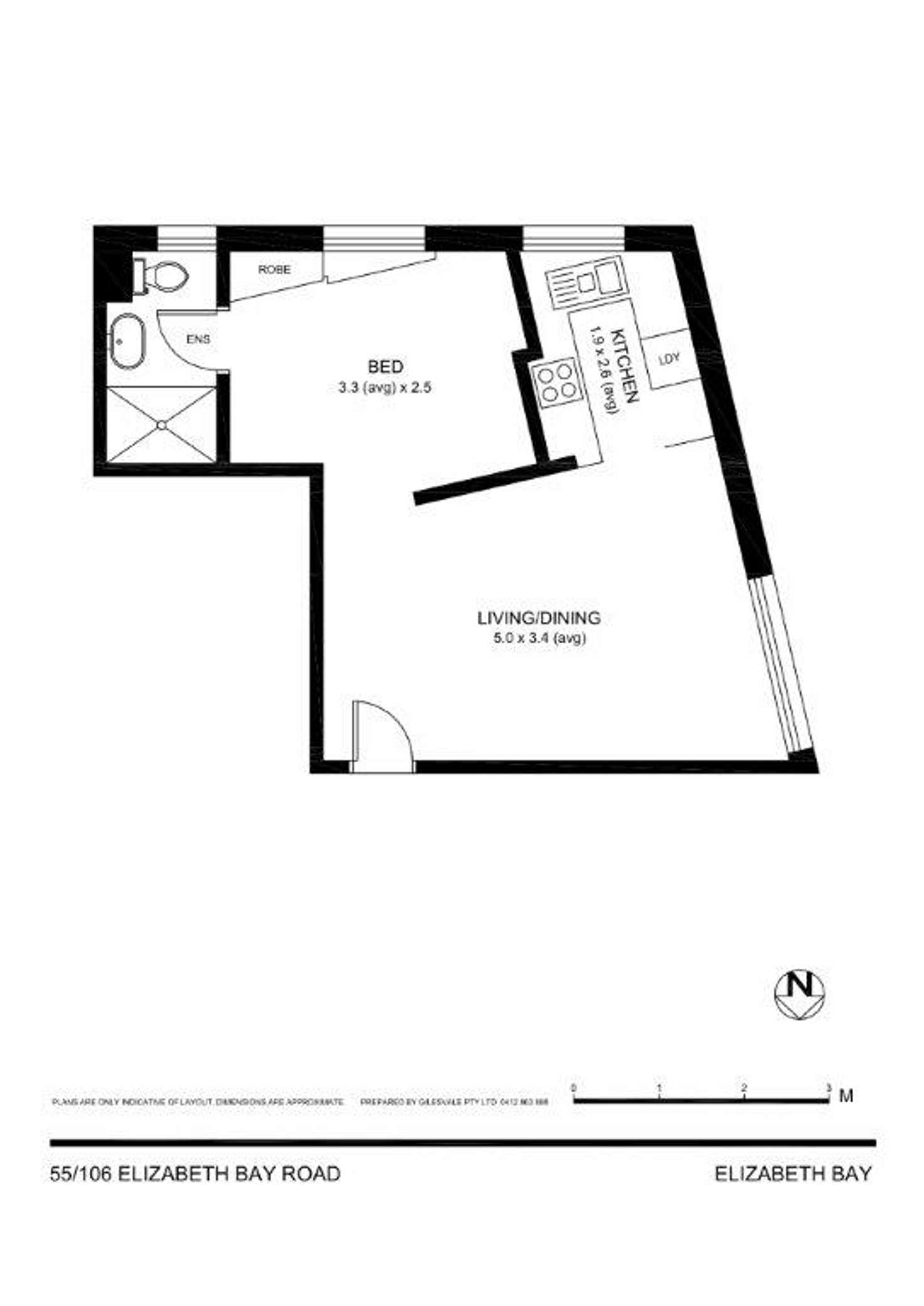 Floorplan of Homely apartment listing, 55/106 Elizabeth Bay Road, Elizabeth Bay NSW 2011