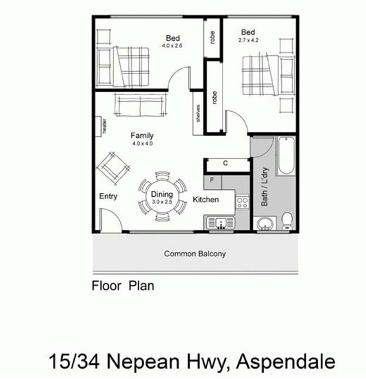 Floorplan of Homely house listing, 15/34 Nepean Highway, Aspendale VIC 3195