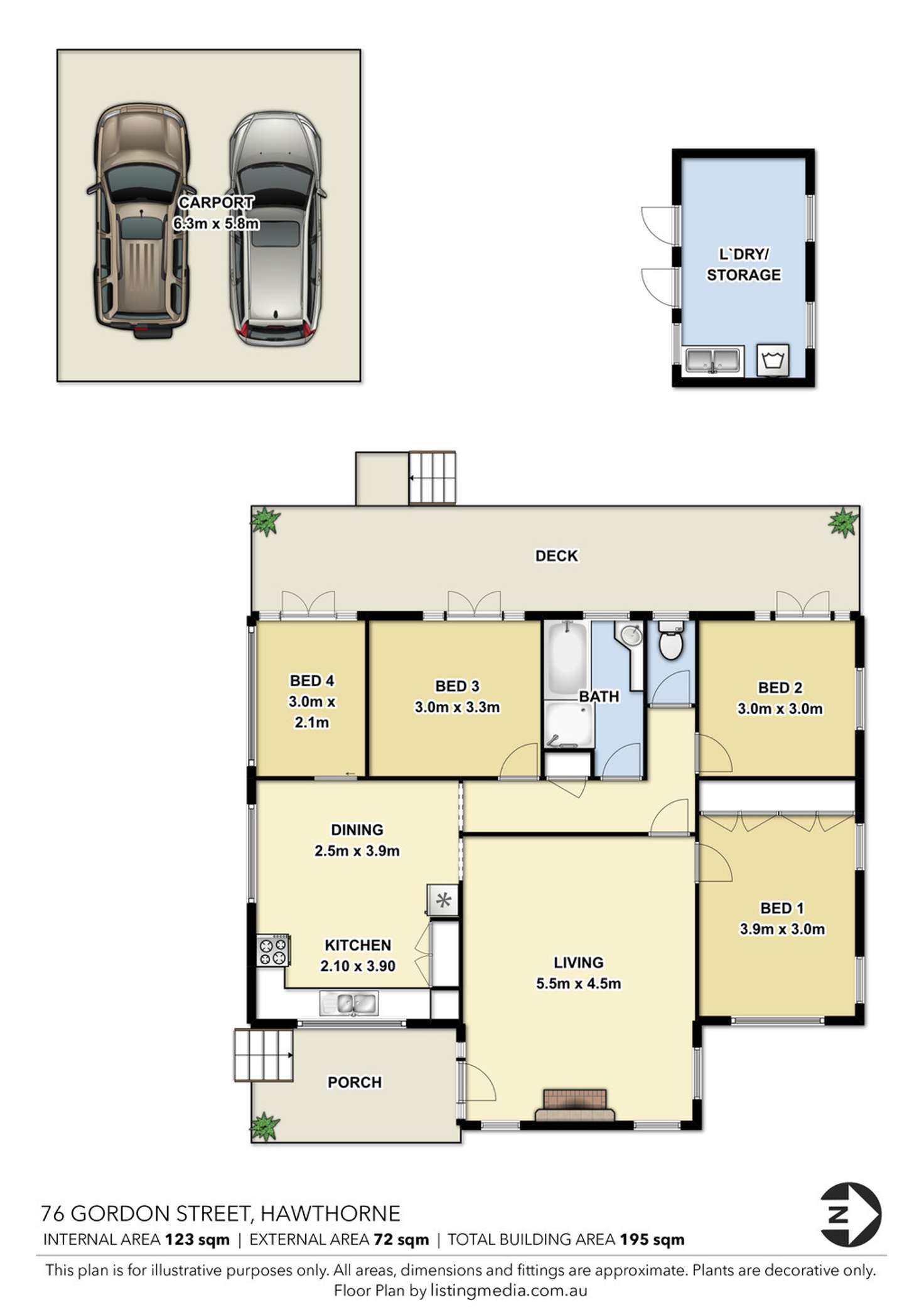 Floorplan of Homely house listing, 76 Gordon Street, Hawthorne QLD 4171