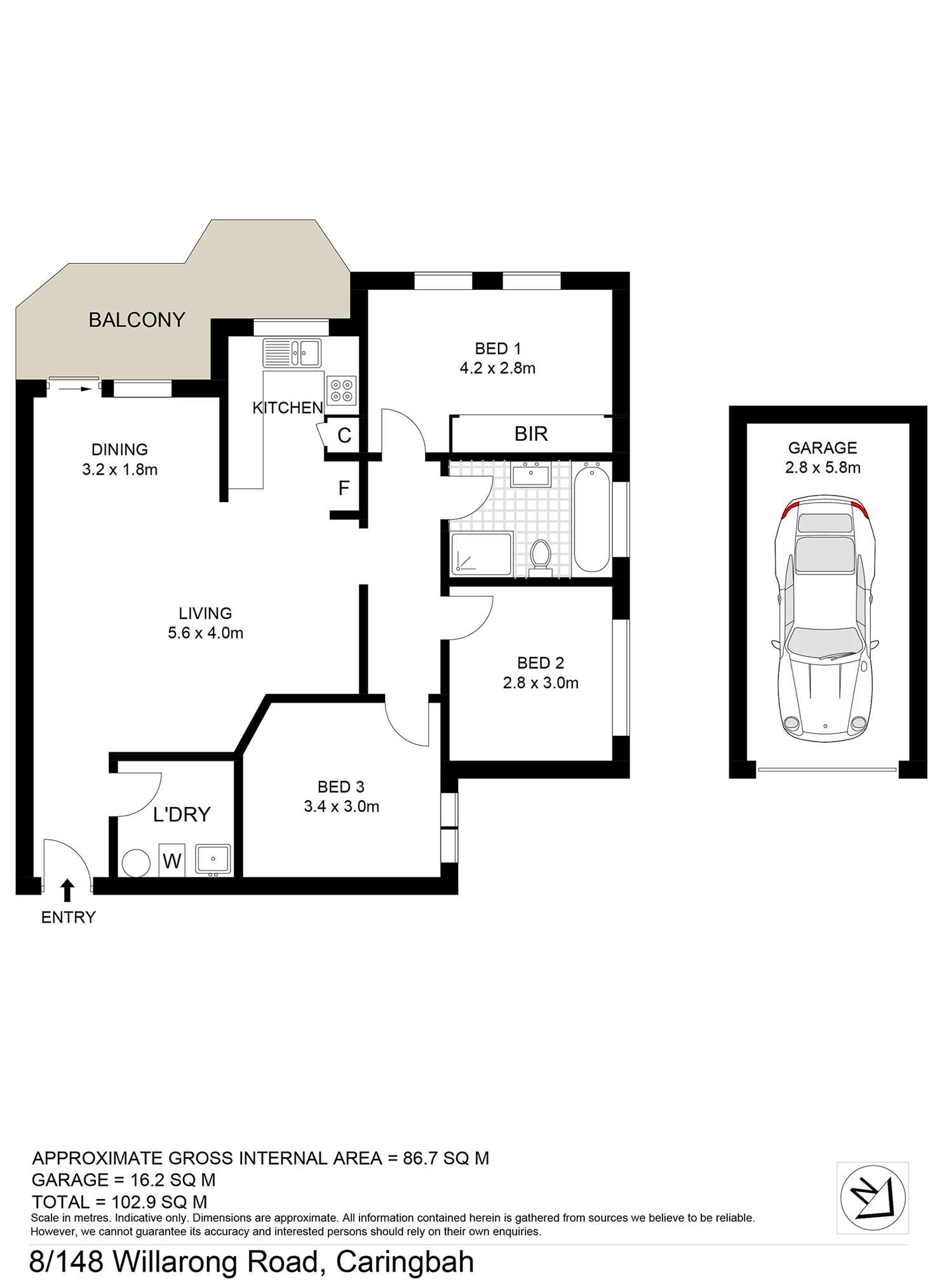 Floorplan of Homely apartment listing, 8/148 Willarong Road, Caringbah NSW 2229