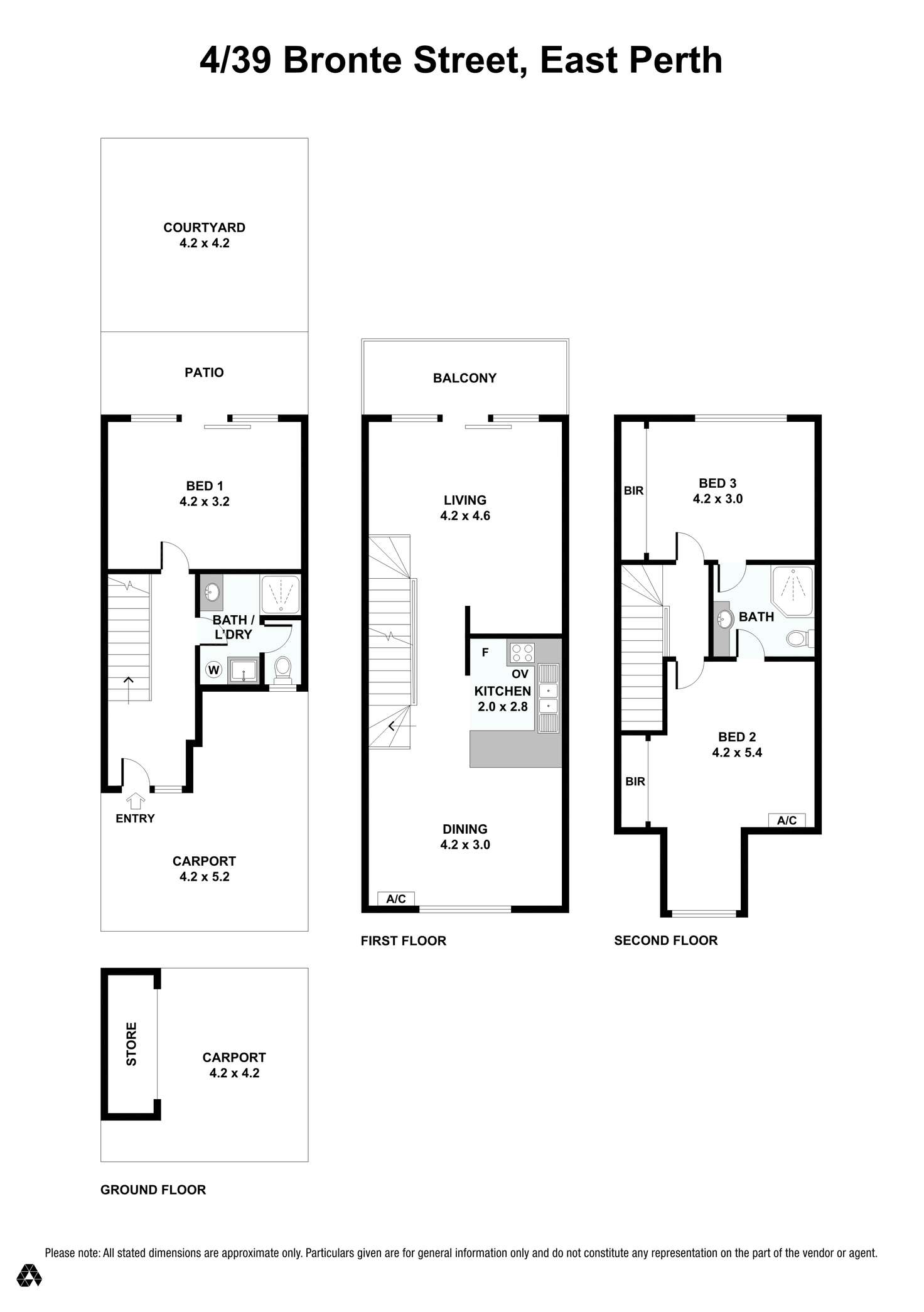 Floorplan of Homely townhouse listing, 4/39 Bronte Street, East Perth WA 6004