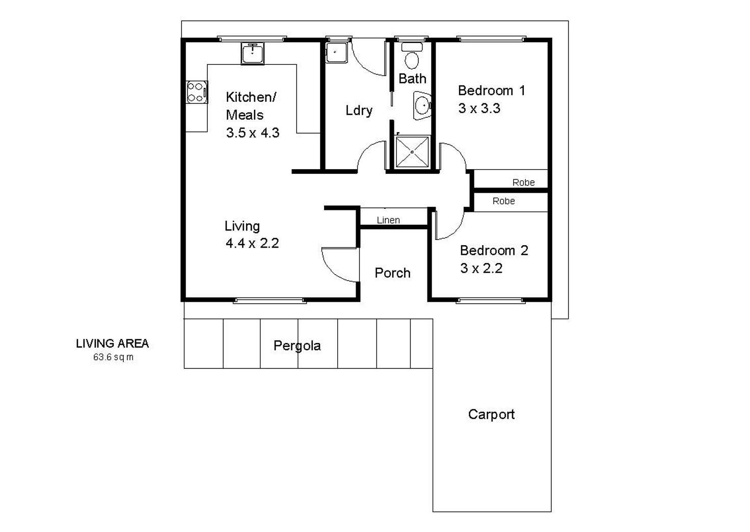 Floorplan of Homely unit listing, 3/7 Guy Street, Berri SA 5343