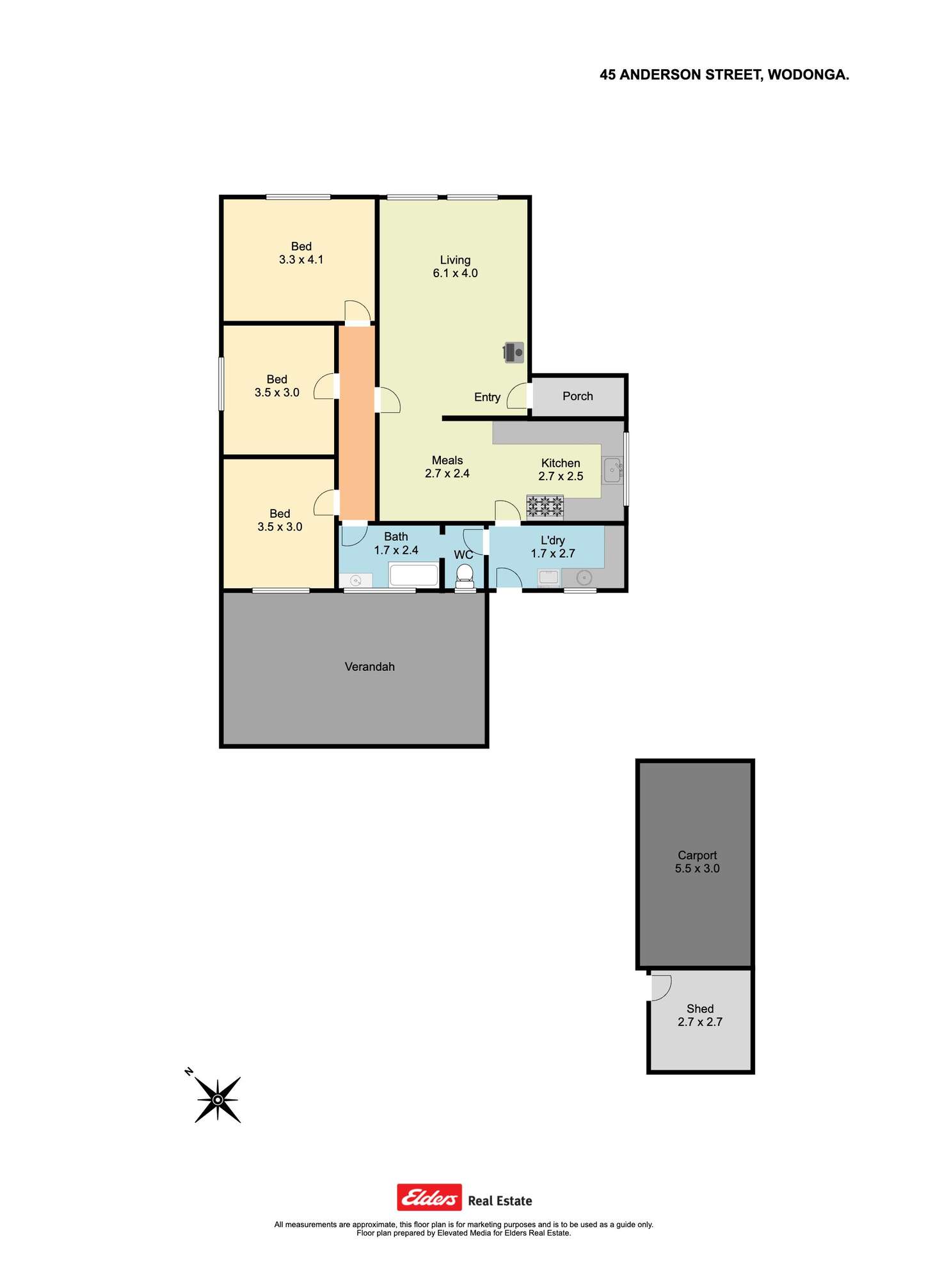 Floorplan of Homely house listing, 45 Anderson Street, Wodonga VIC 3690
