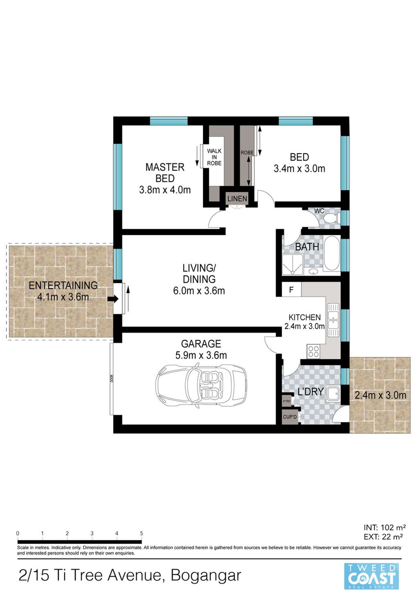 Floorplan of Homely semiDetached listing, 2/15 Ti Tree Avenue, Bogangar NSW 2488