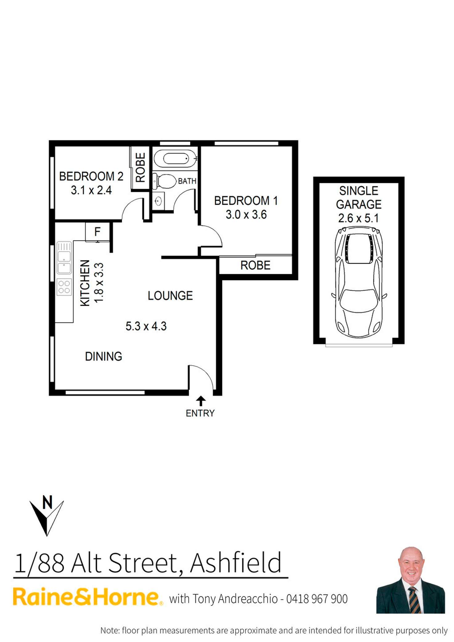 Floorplan of Homely unit listing, 1/88 Alt Street, Ashfield NSW 2131