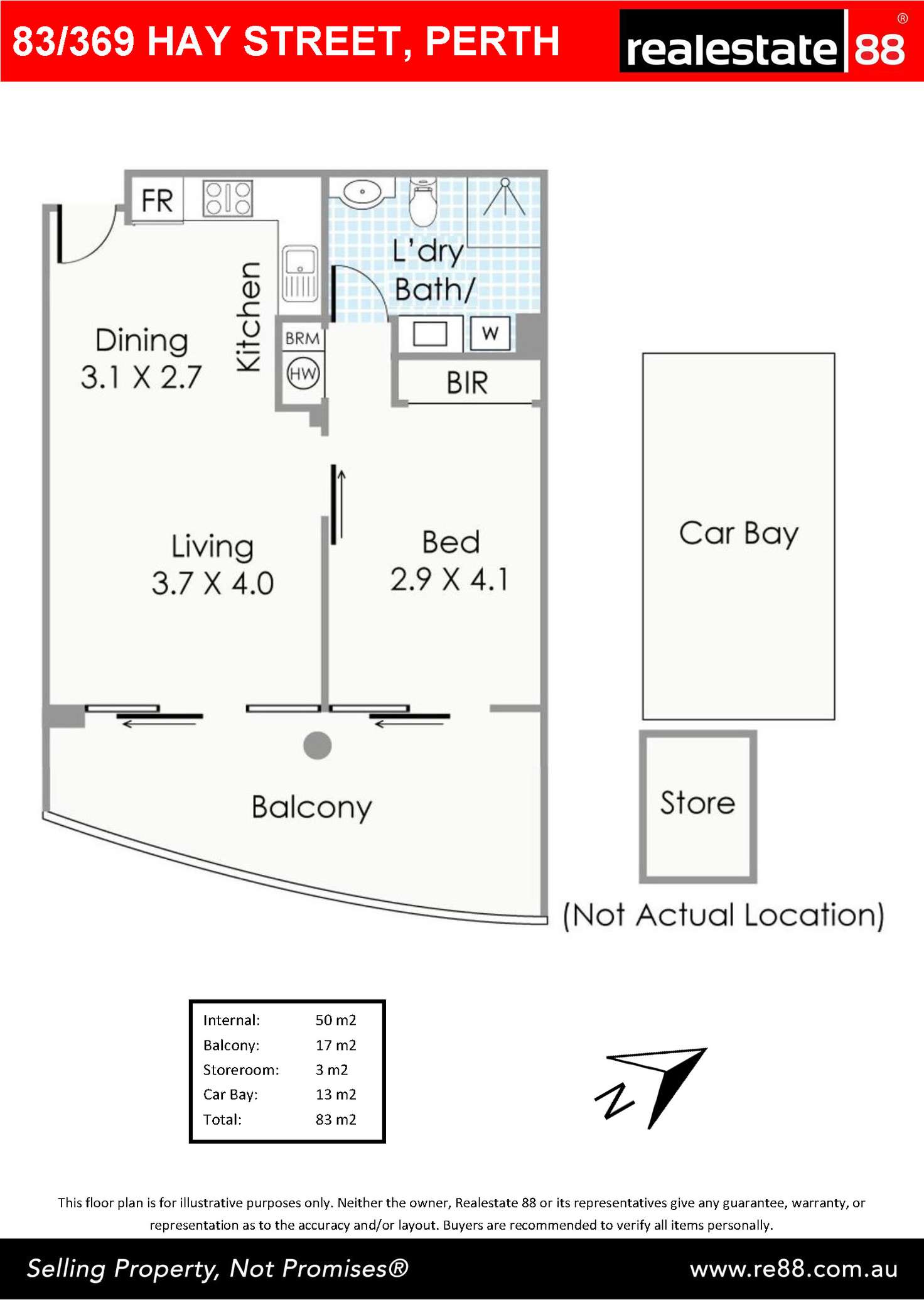 Floorplan of Homely apartment listing, 83/369 Hay Street, Perth WA 6000
