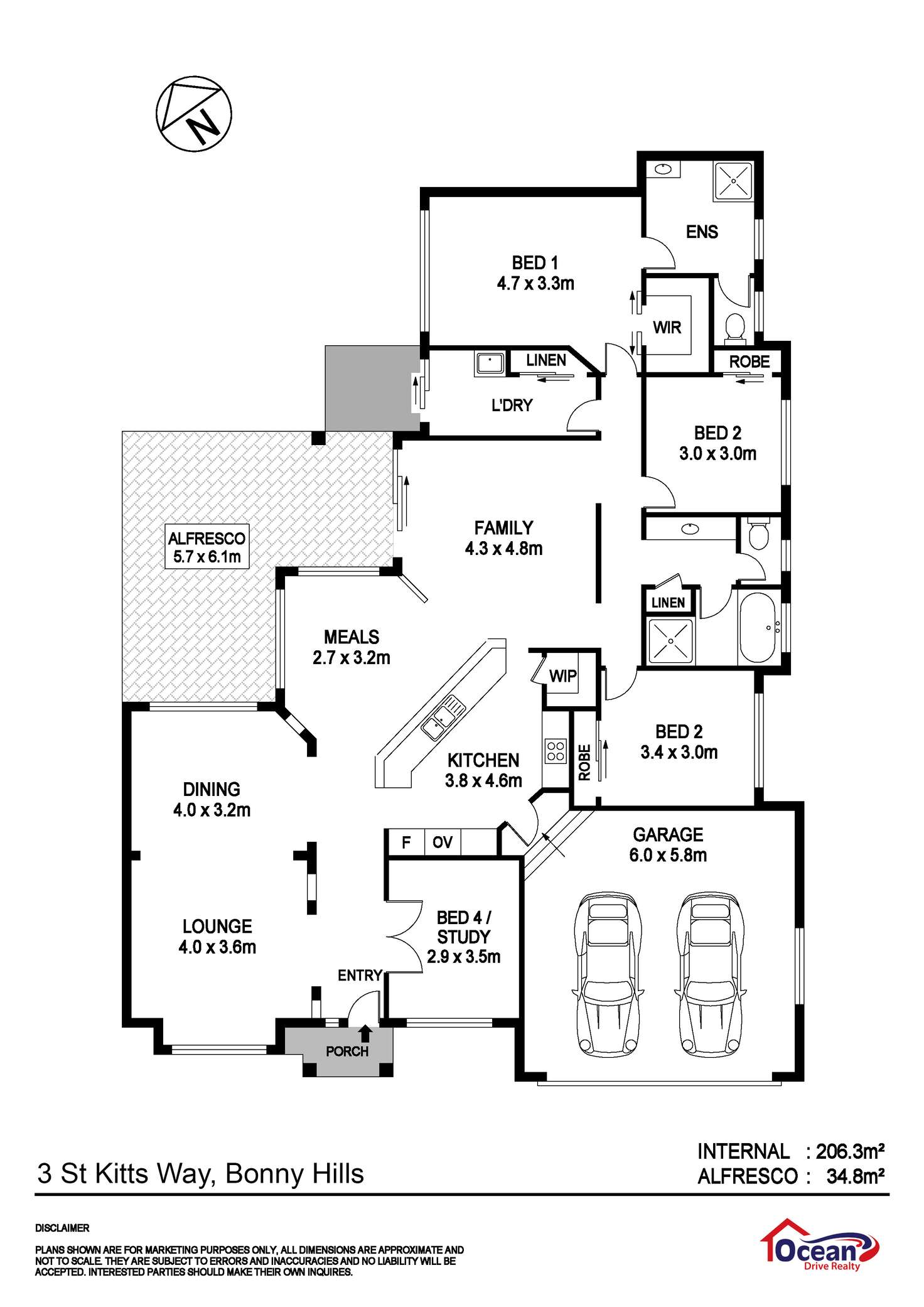 Floorplan of Homely house listing, 3 St Kitts Way, Bonny Hills NSW 2445