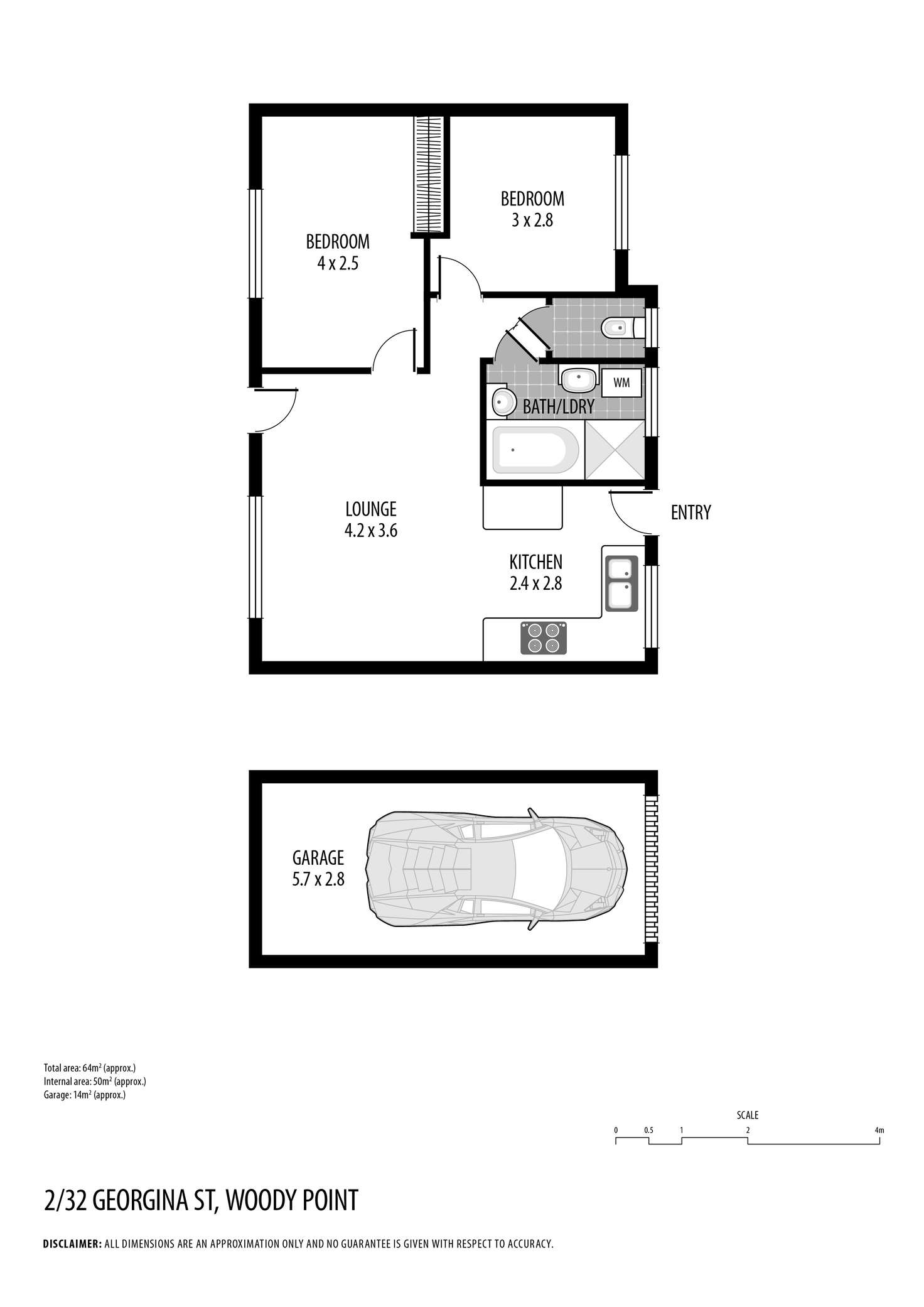 Floorplan of Homely unit listing, 2/32 Georgina Street, Woody Point QLD 4019