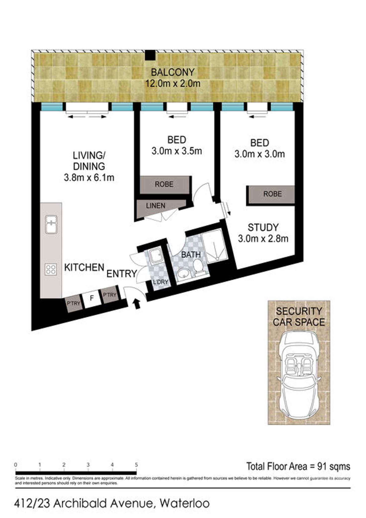 Floorplan of Homely apartment listing, 412/23 Archibald Avenue, Waterloo NSW 2017