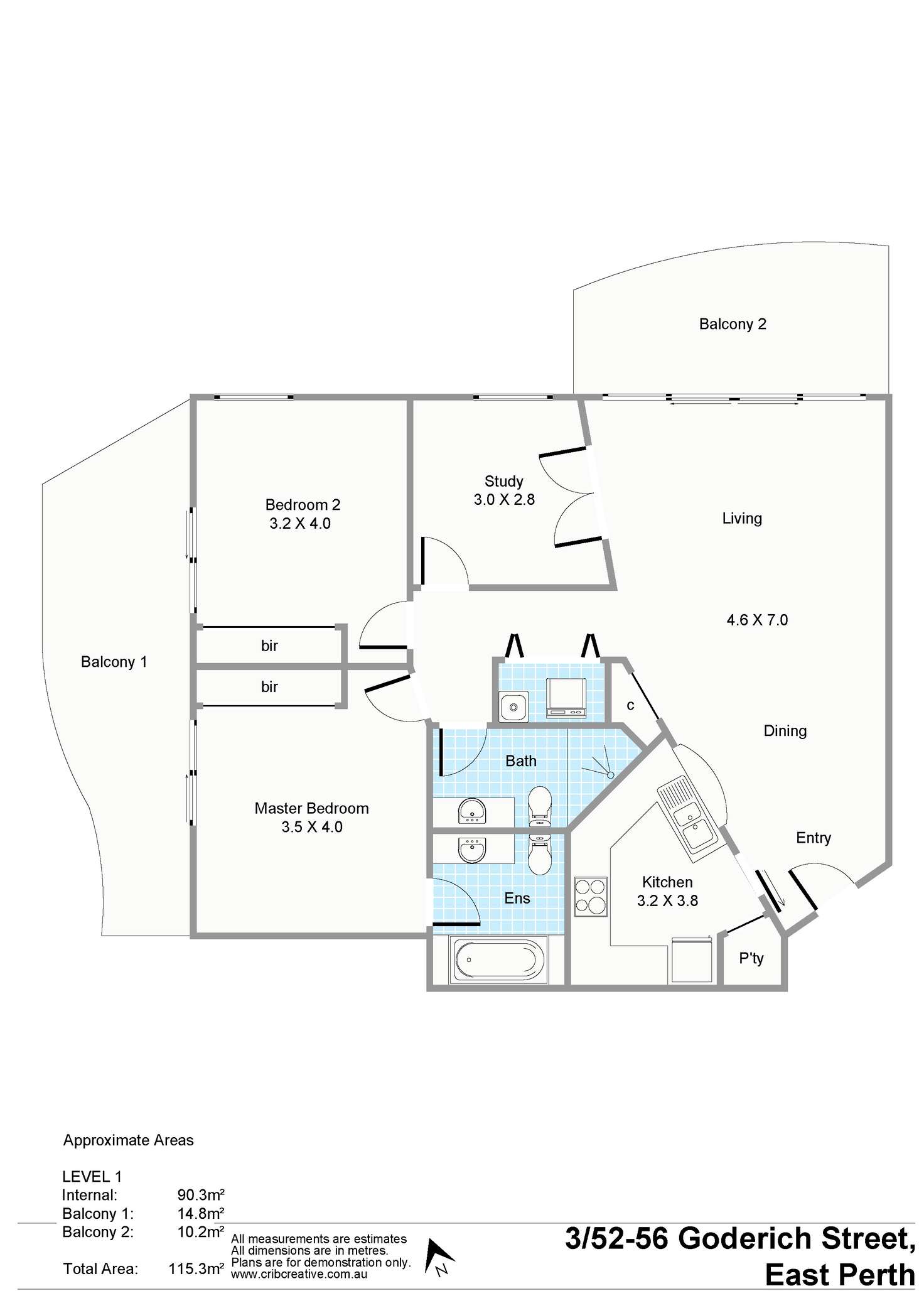 Floorplan of Homely apartment listing, 3/52-56 Goderich Street, East Perth WA 6004