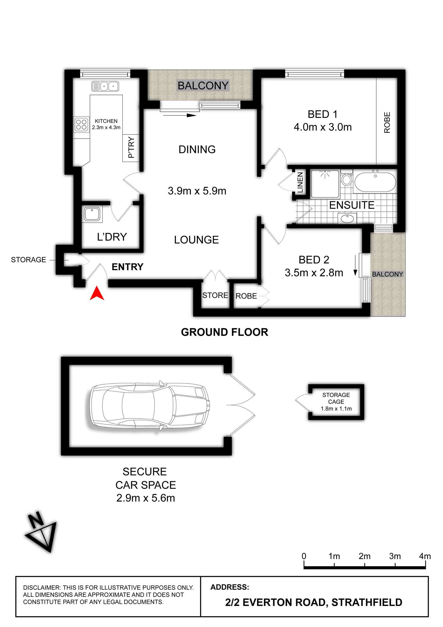 Floorplan of Homely apartment listing, 2/2 EVERTON ROAD, Strathfield NSW 2135