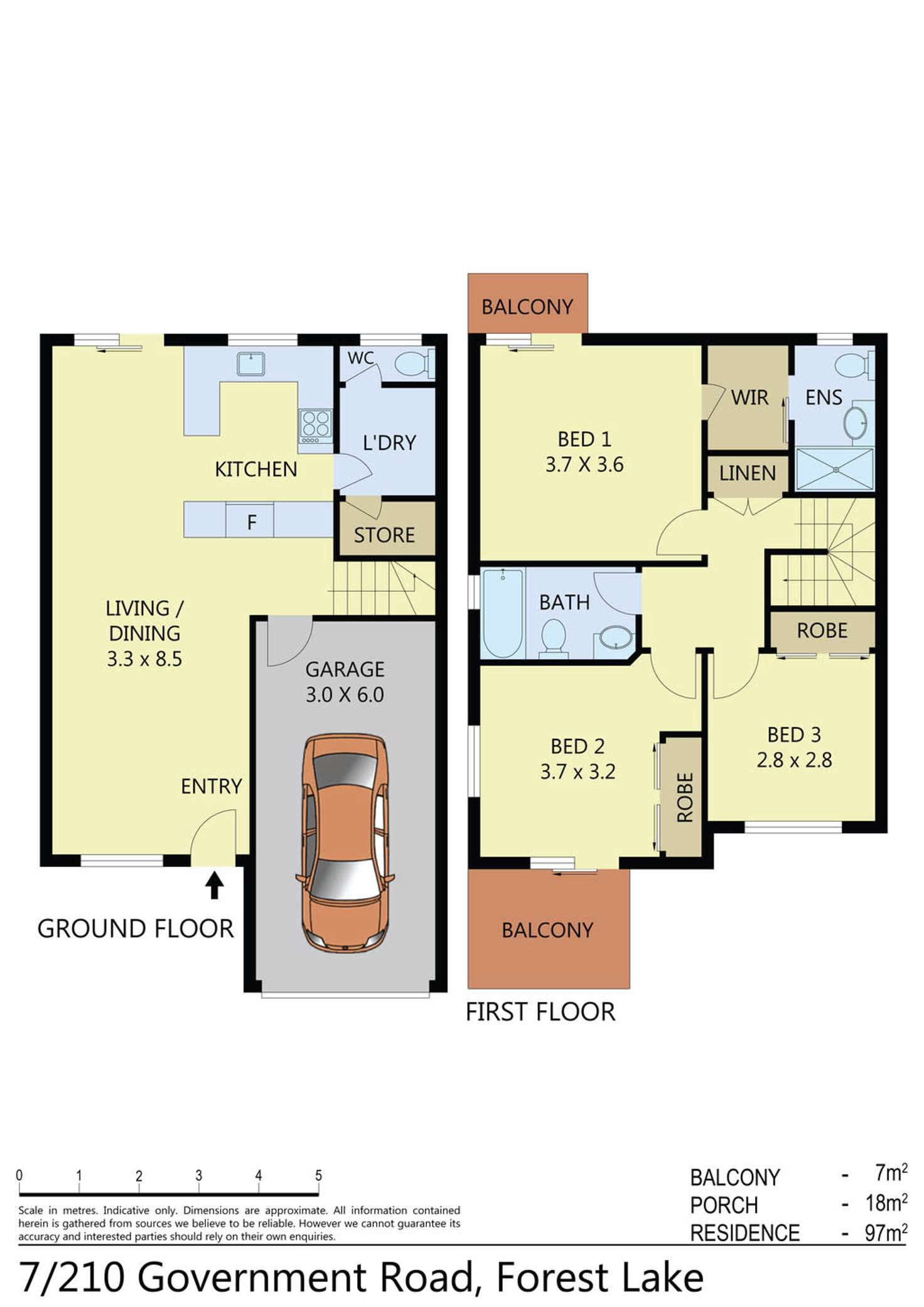 Floorplan of Homely townhouse listing, 7/210 Government Road, Forest Lake QLD 4078
