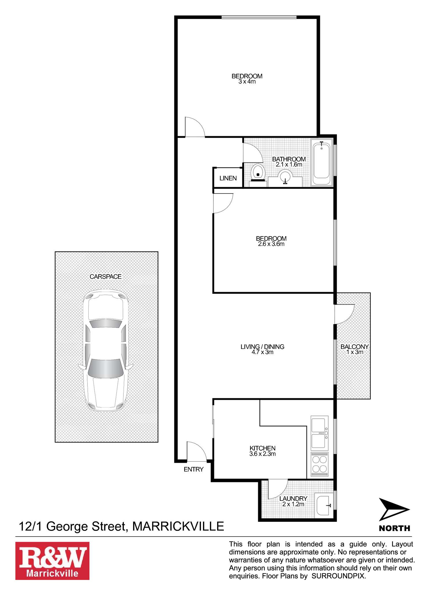 Floorplan of Homely unit listing, 12/1 George Street, Marrickville NSW 2204
