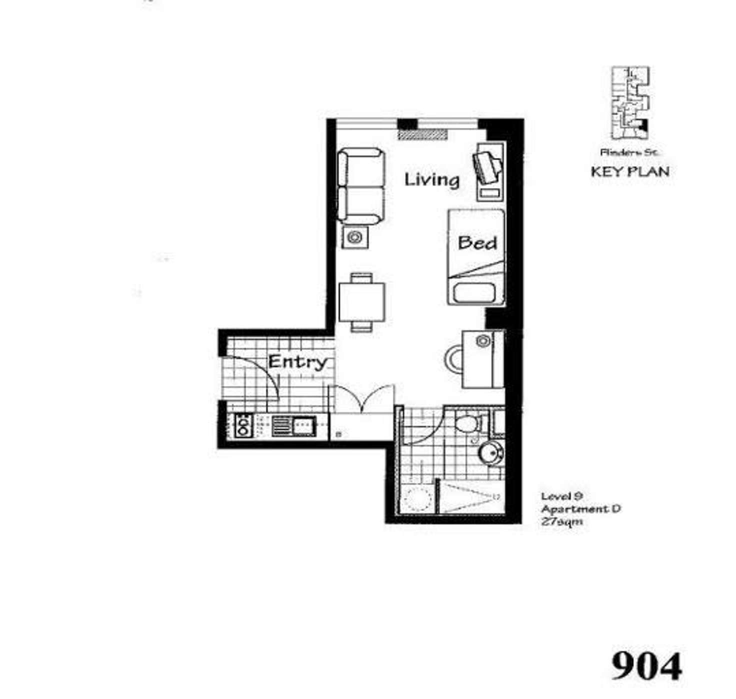 Floorplan of Homely apartment listing, 904/238 Flinders Street, Melbourne VIC 3000