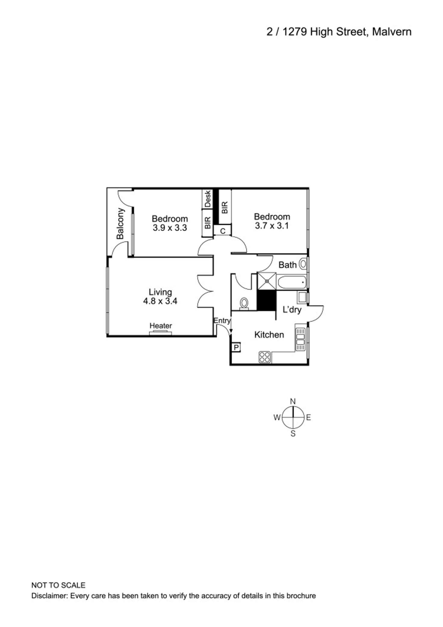Floorplan of Homely apartment listing, 2/1279 High Street, Malvern VIC 3144