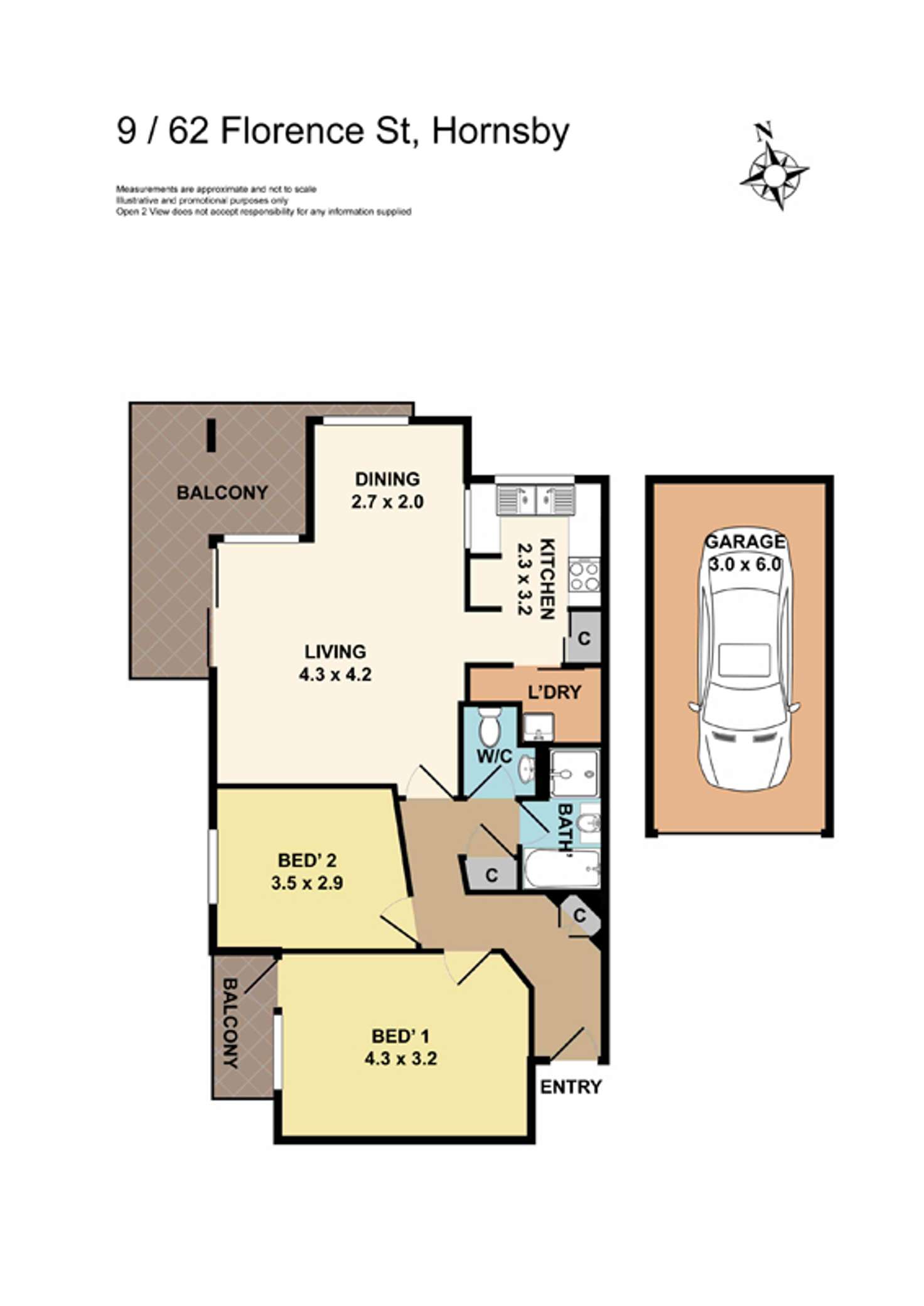 Floorplan of Homely apartment listing, 9/62-64 Florence Street, Hornsby NSW 2077