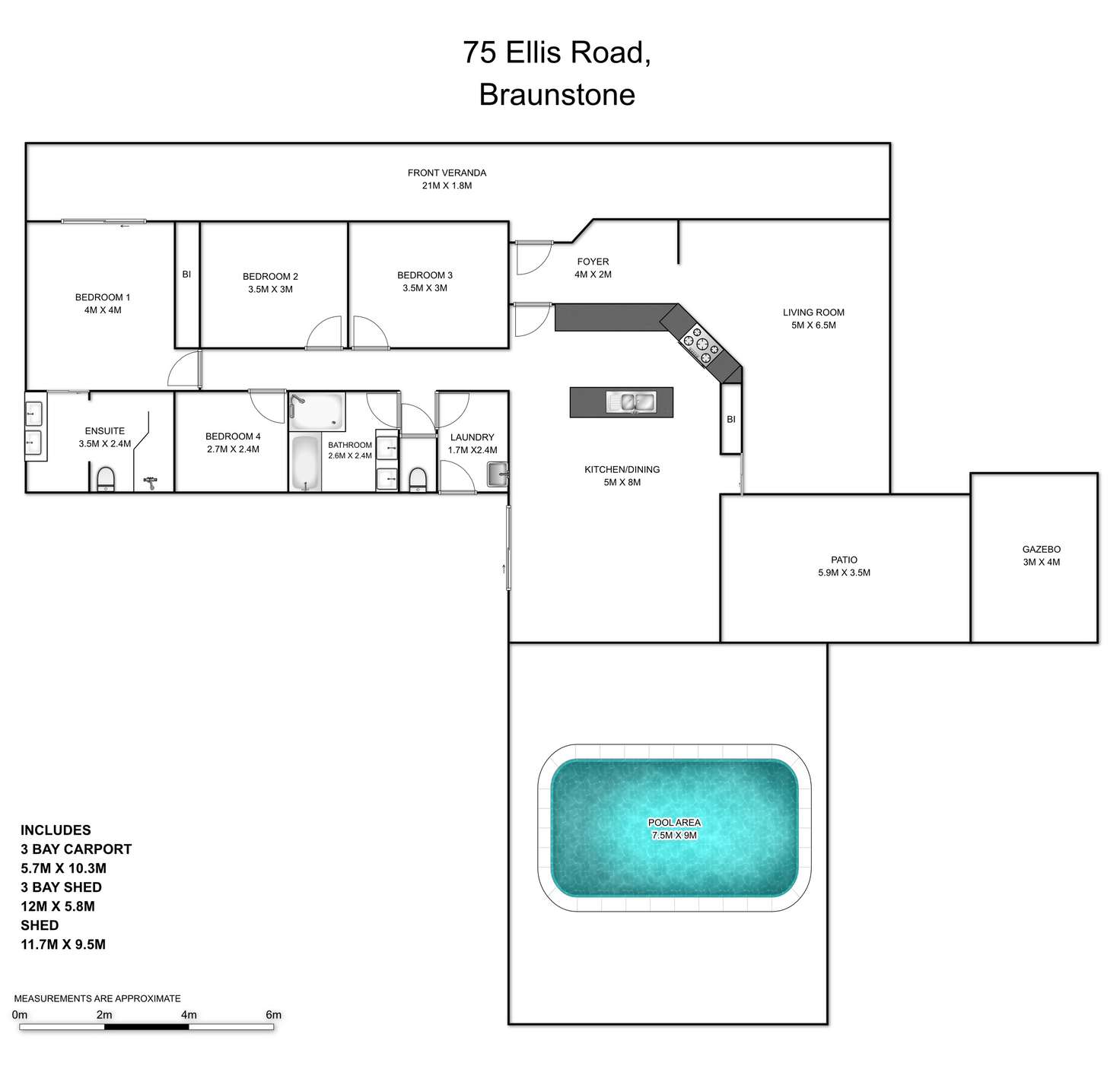 Floorplan of Homely lifestyle listing, 75 Ellis Road, Braunstone NSW 2460