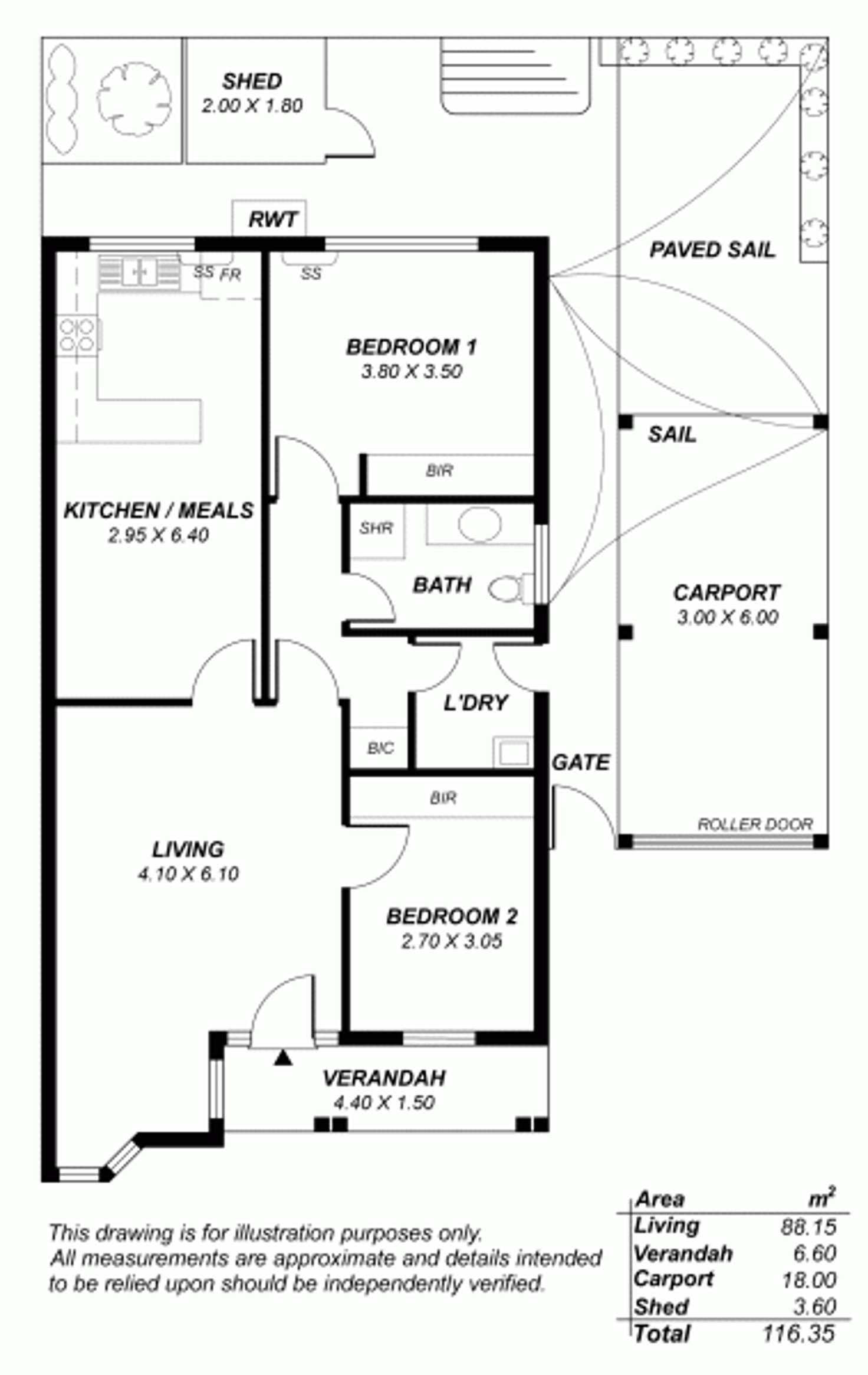 Floorplan of Homely unit listing, 2/12 Cameron Road, Mount Barker SA 5251
