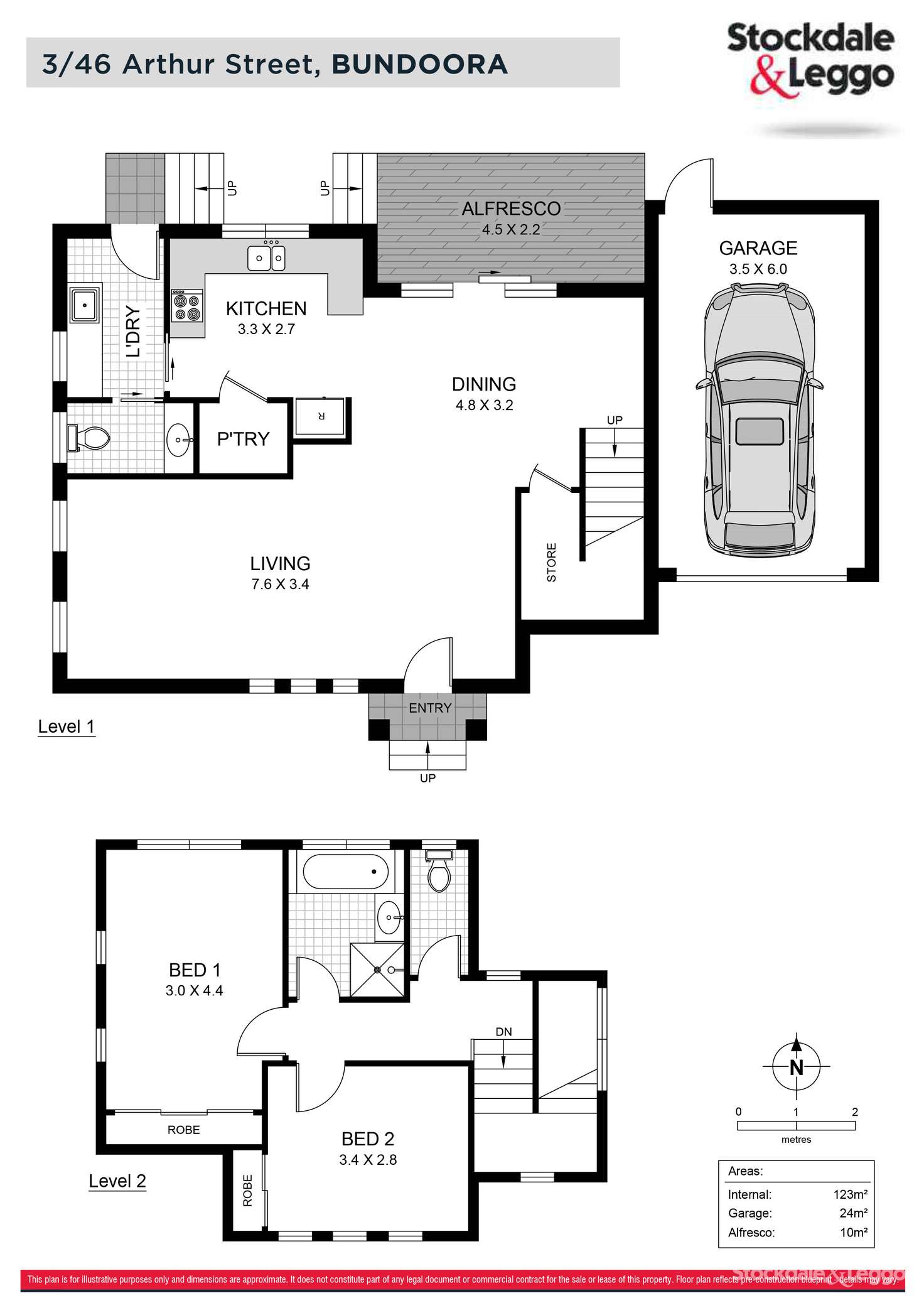Floorplan of Homely townhouse listing, 3/46 Arthur Street, Bundoora VIC 3083
