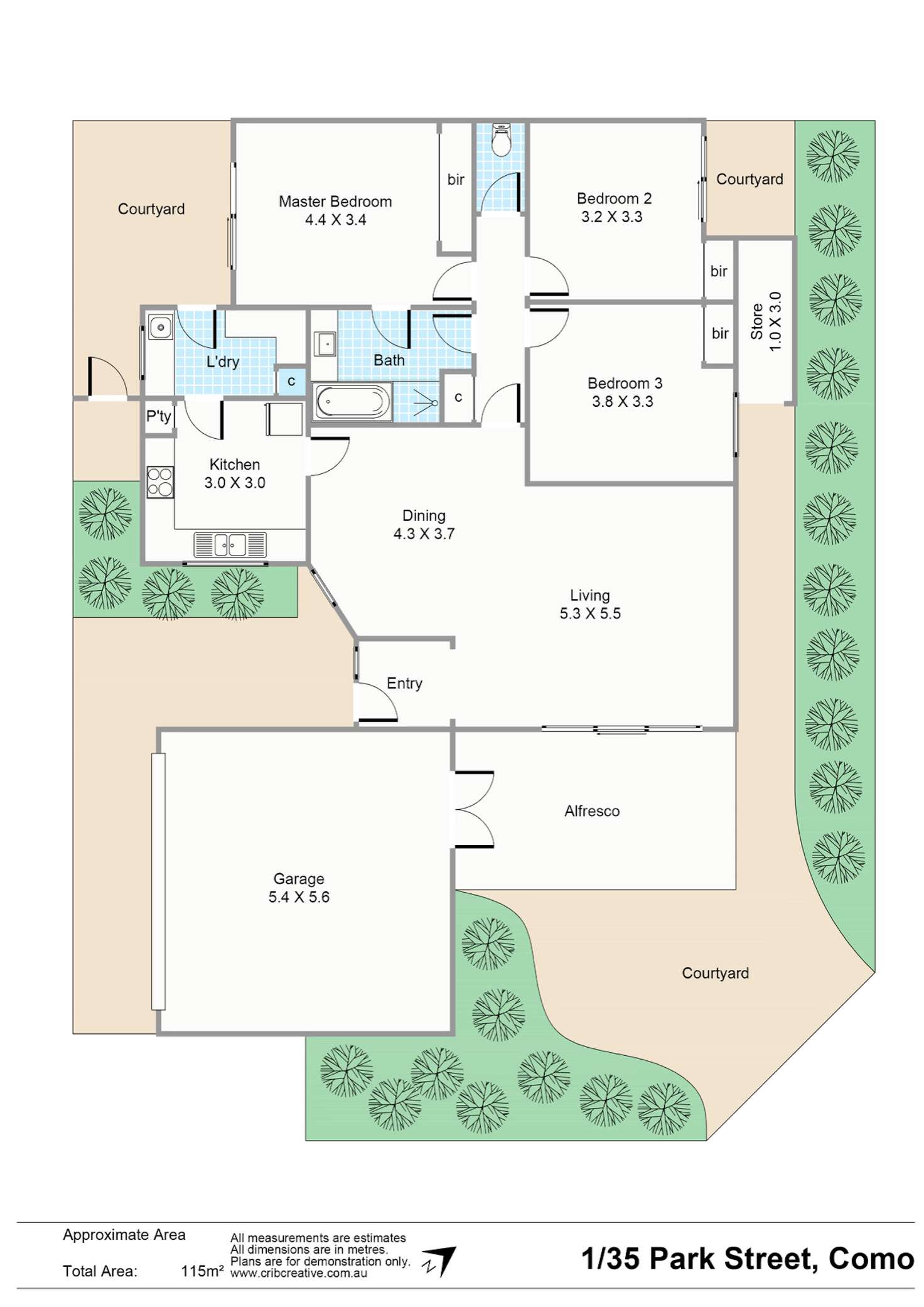 Floorplan of Homely villa listing, 1/35 Park Street, Como WA 6152