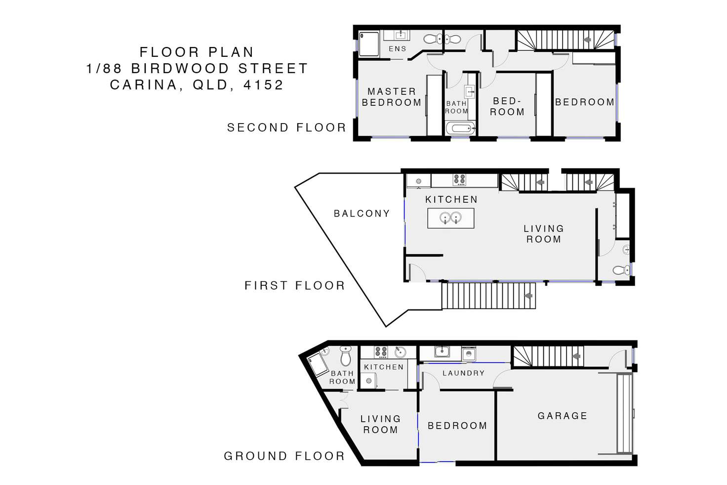 Floorplan of Homely townhouse listing, 1/88 Birdwood Road, Carina Heights QLD 4152