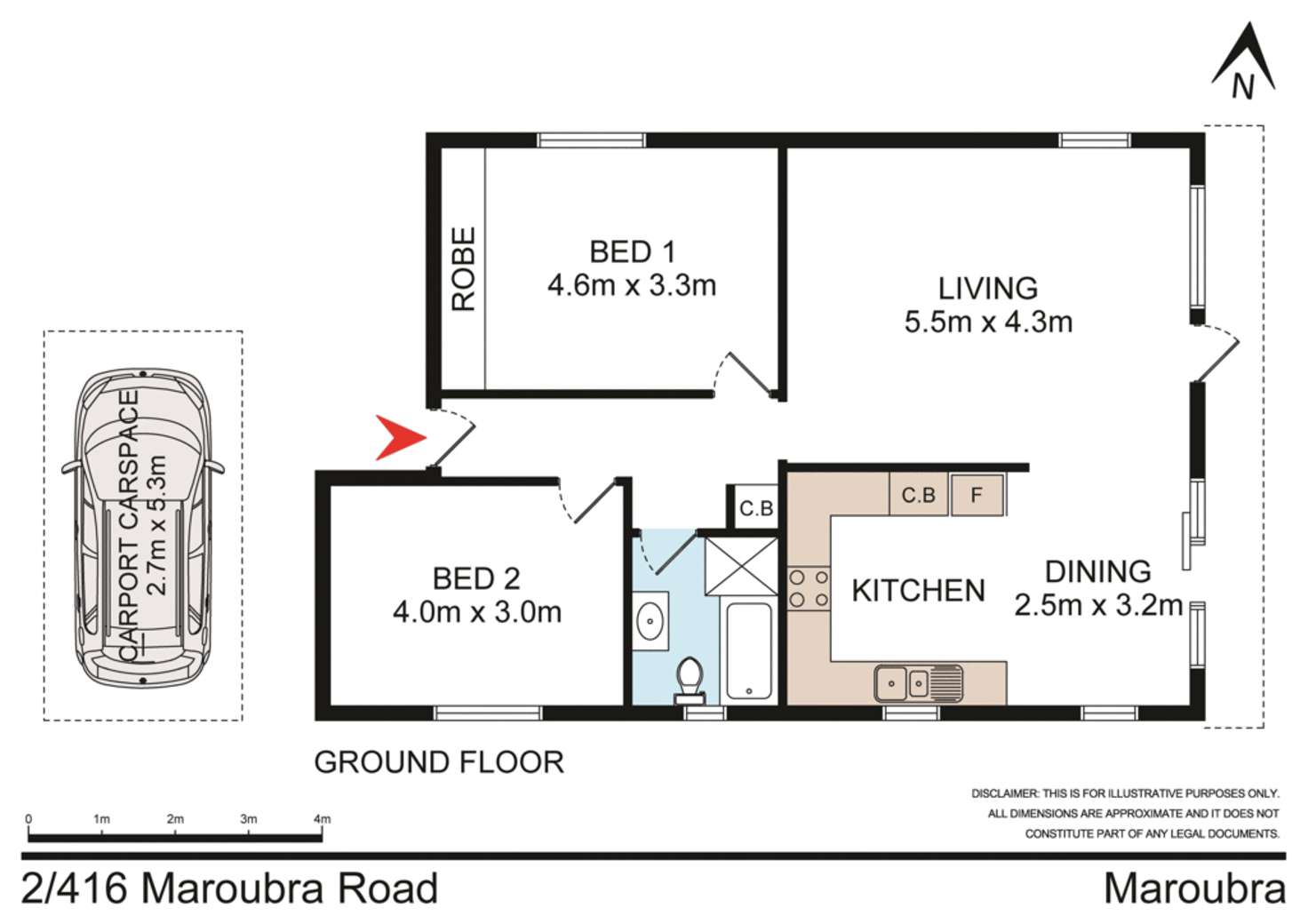 Floorplan of Homely unit listing, 2/416 Maroubra Road, Maroubra NSW 2035