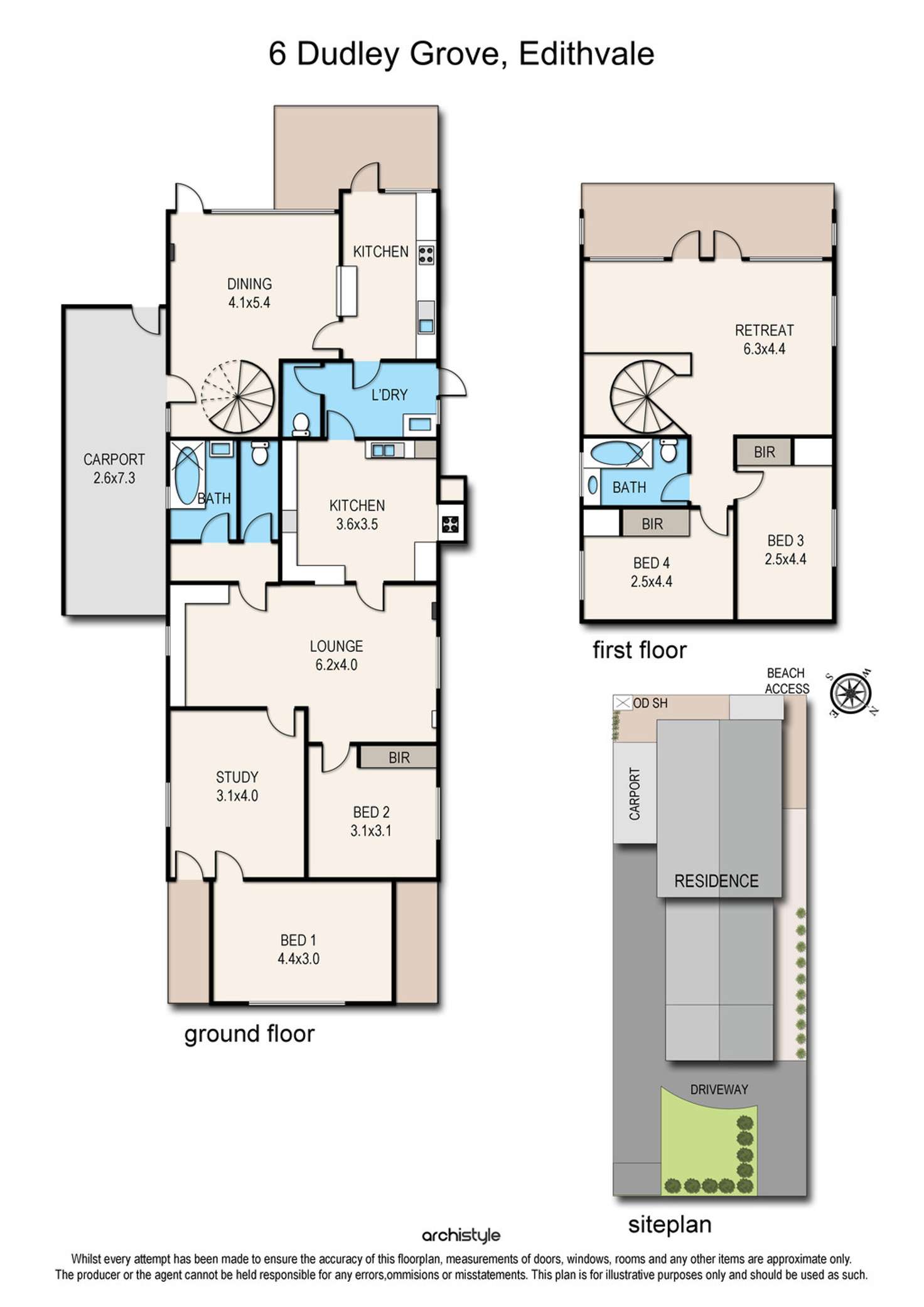 Floorplan of Homely house listing, 6 Dudley Grove, Edithvale VIC 3196