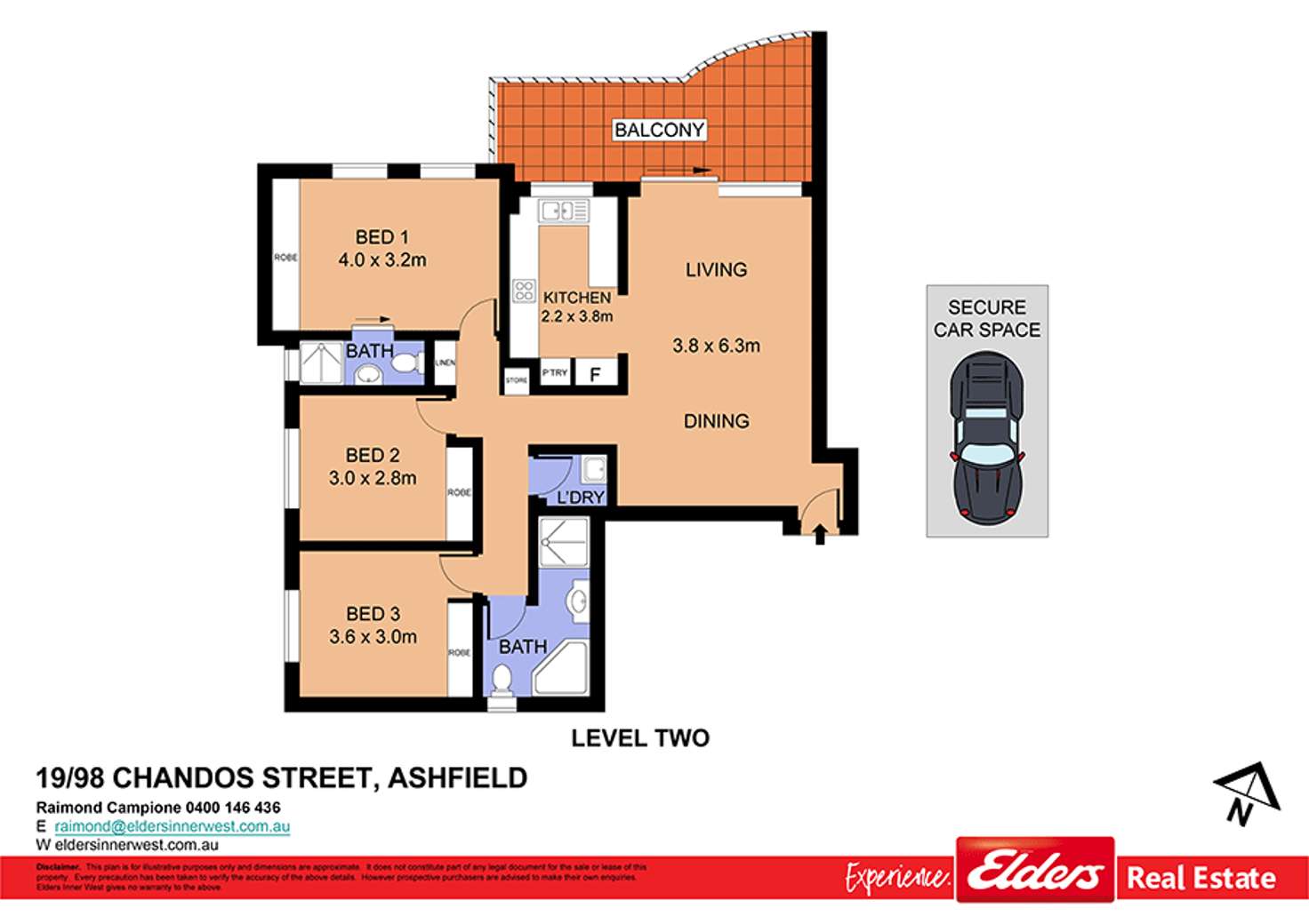Floorplan of Homely unit listing, 19/98 Chandos Street, Ashfield NSW 2131