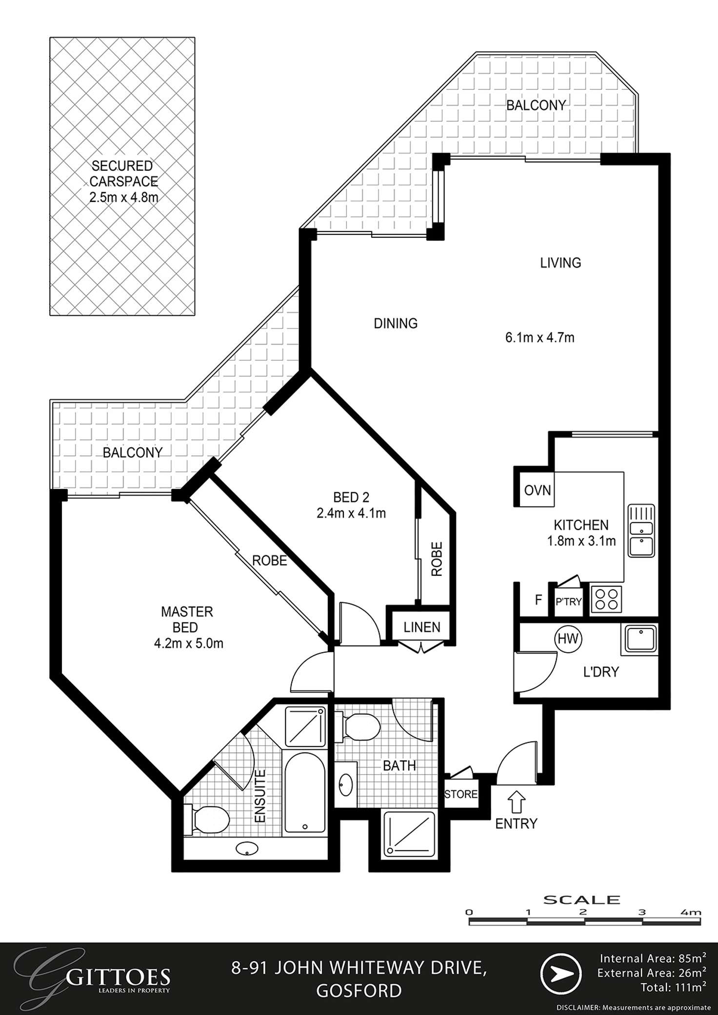 Floorplan of Homely unit listing, 8/91 John Whiteway Drive, Gosford NSW 2250