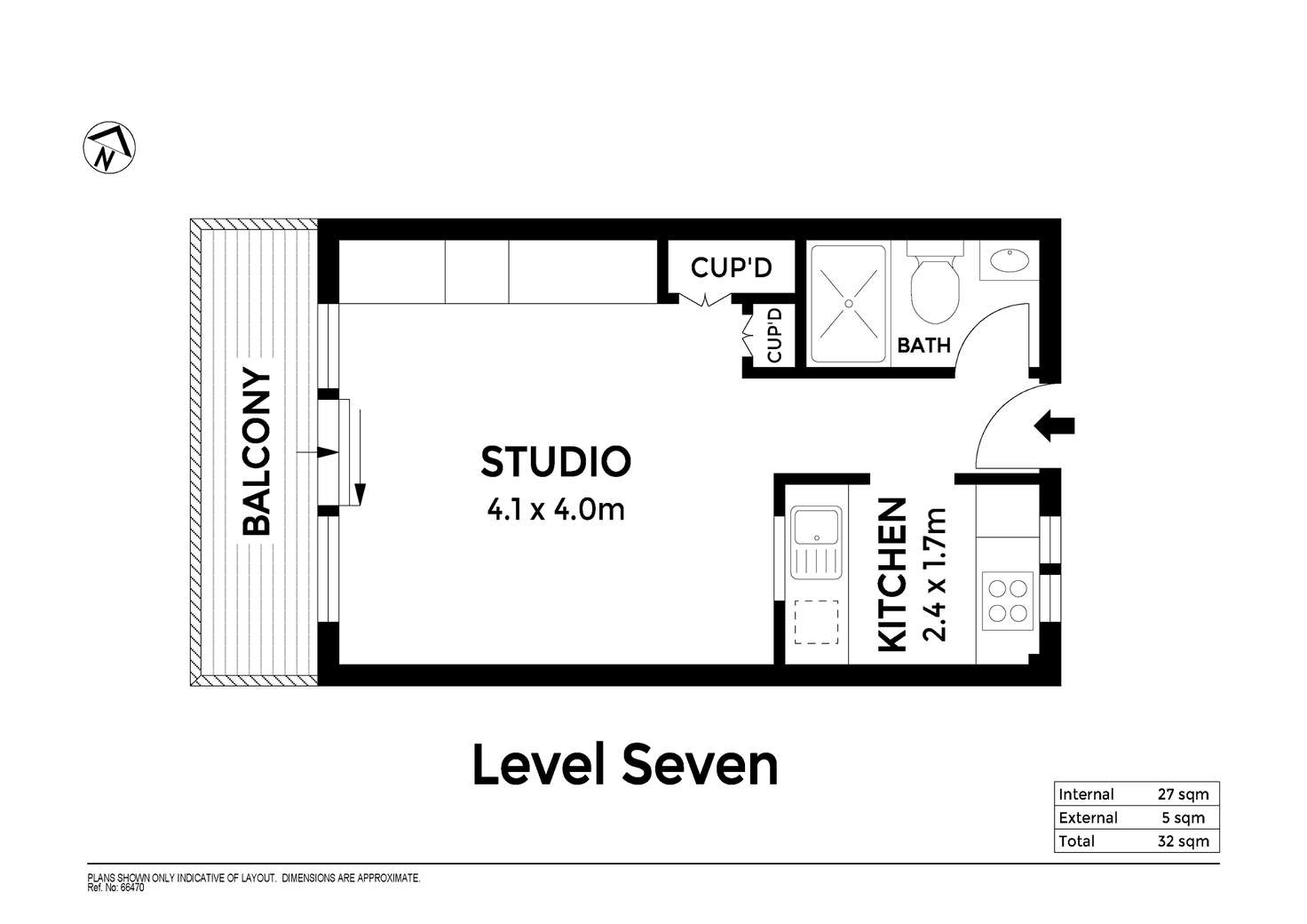 Floorplan of Homely studio listing, 705/144 Mallett Street, Camperdown NSW 2050