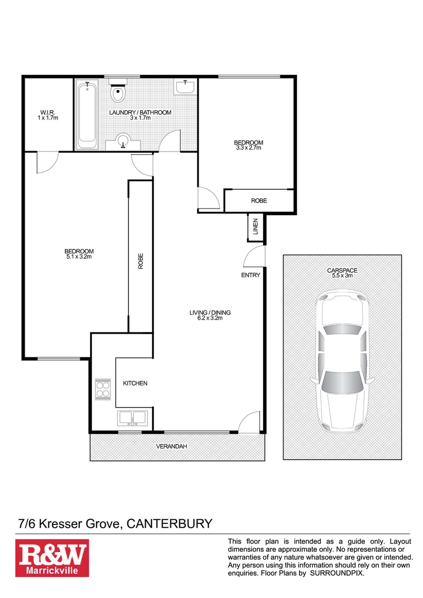 Floorplan of Homely apartment listing, 7/6 Kresser Grove, Canterbury NSW 2193