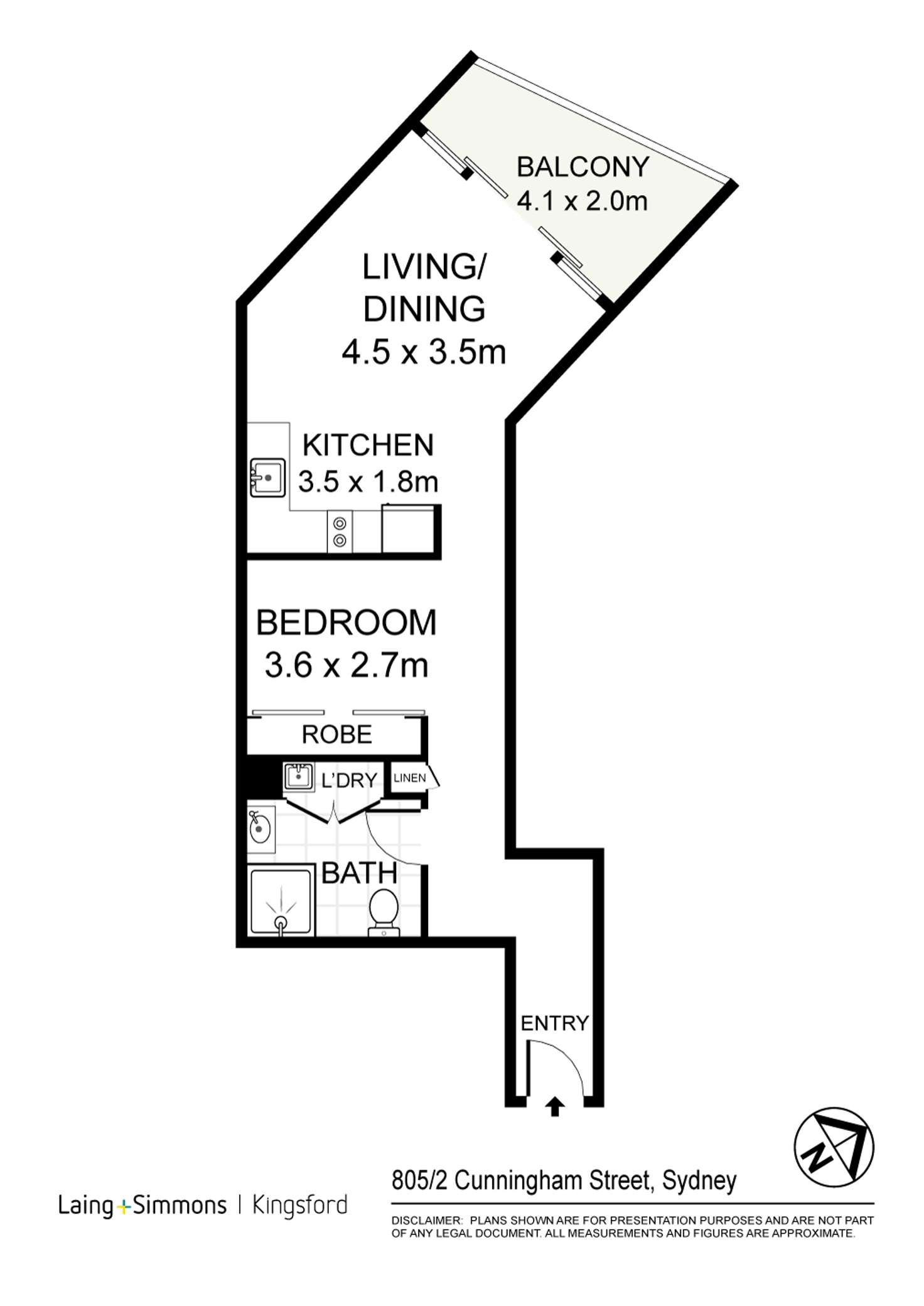 Floorplan of Homely apartment listing, 805/2 Cunningham Street, Sydney NSW 2000