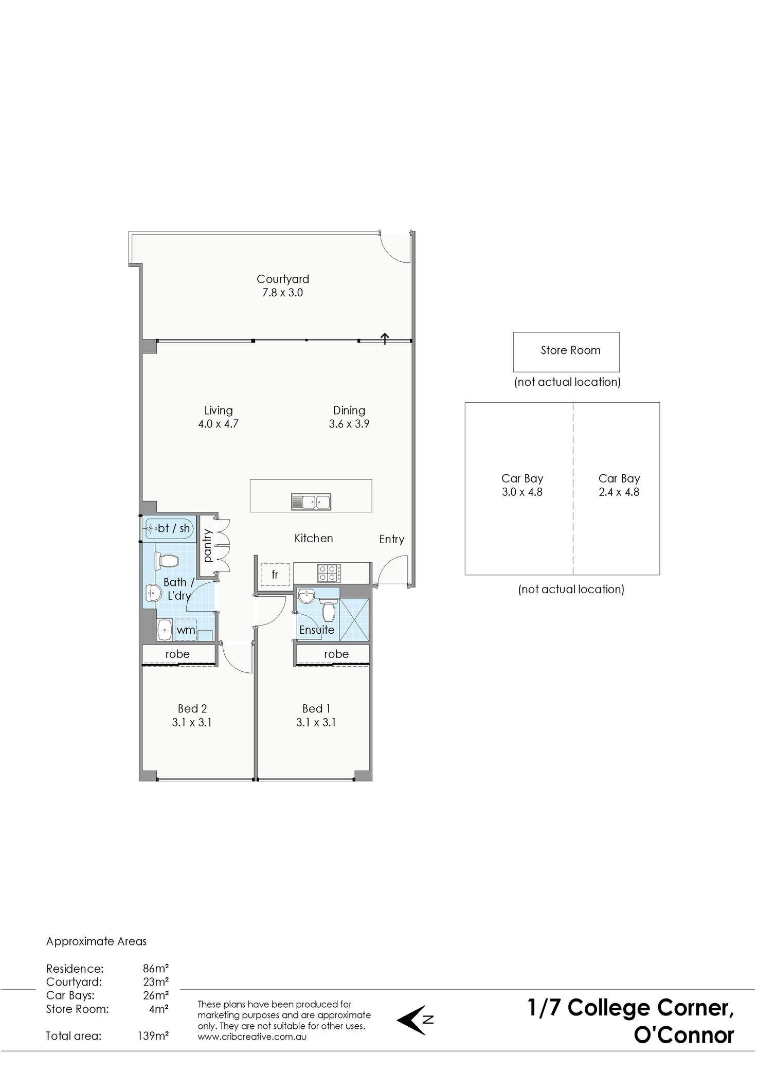 Floorplan of Homely apartment listing, 1/7 College Corner, O'connor WA 6163