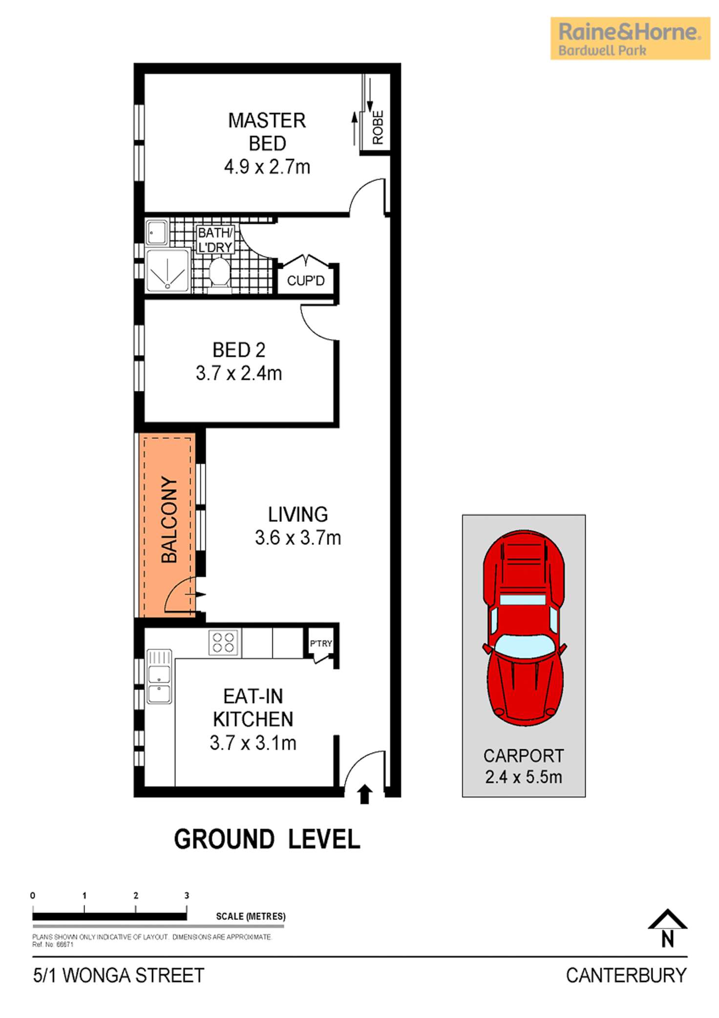 Floorplan of Homely unit listing, 5/1 Wonga Street, Canterbury NSW 2193