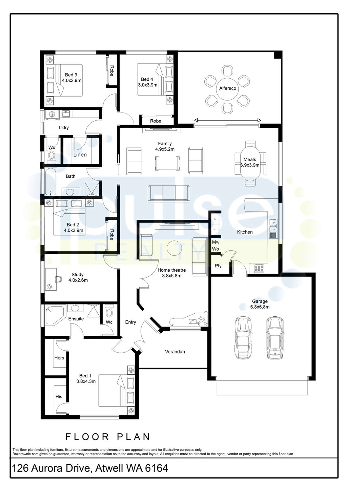 Floorplan of Homely house listing, 126 Aurora Drive, Atwell WA 6164