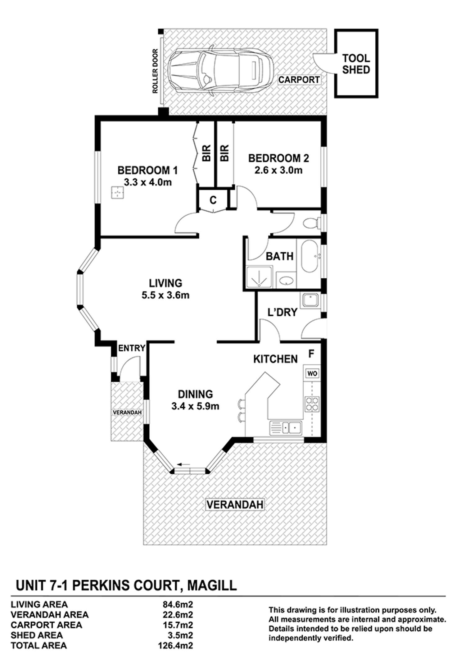 Floorplan of Homely unit listing, 7/1 Perkins Court, Magill SA 5072