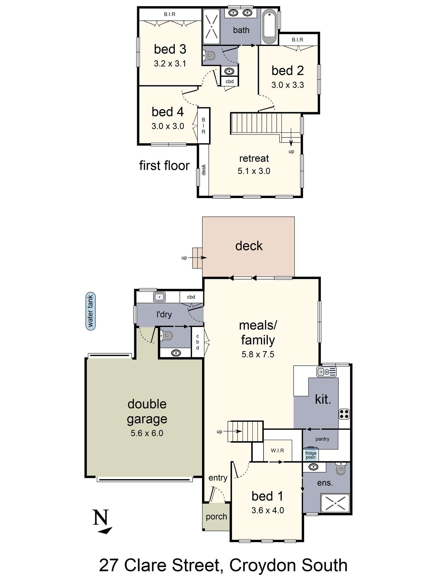Floorplan of Homely townhouse listing, 27 Clare Street, Croydon South VIC 3136