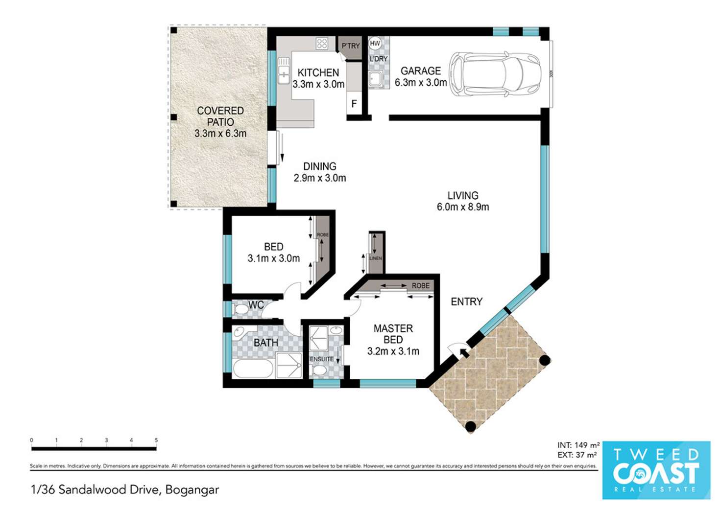 Floorplan of Homely semiDetached listing, 1/36 Sandalwood Drive, Bogangar NSW 2488