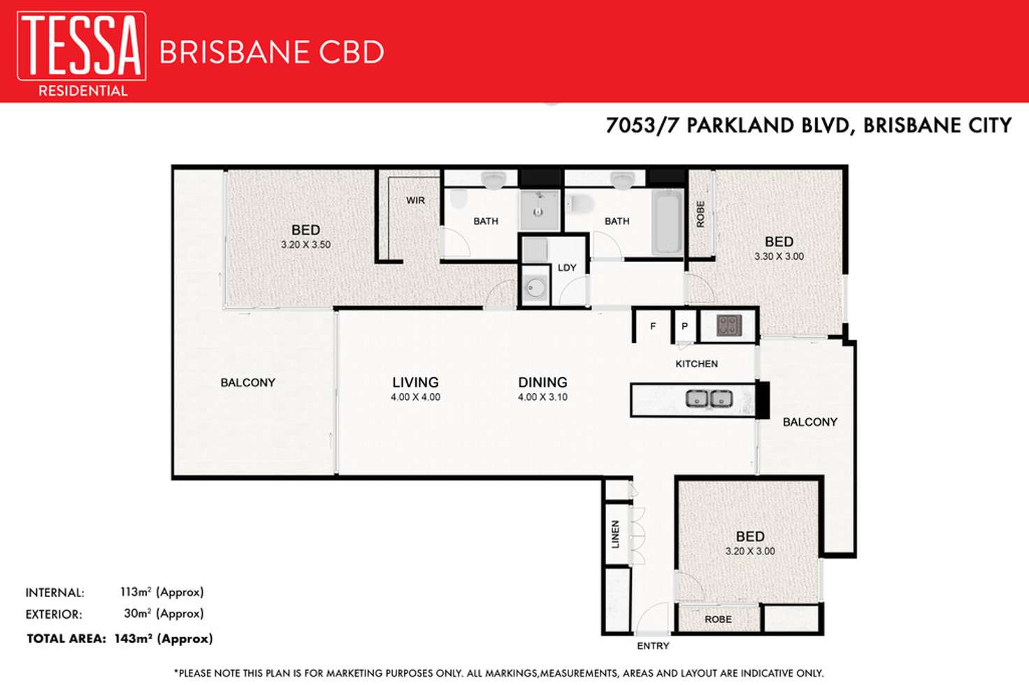 Floorplan of Homely apartment listing, 7053/7 Parkland Boulevard, Brisbane City QLD 4000