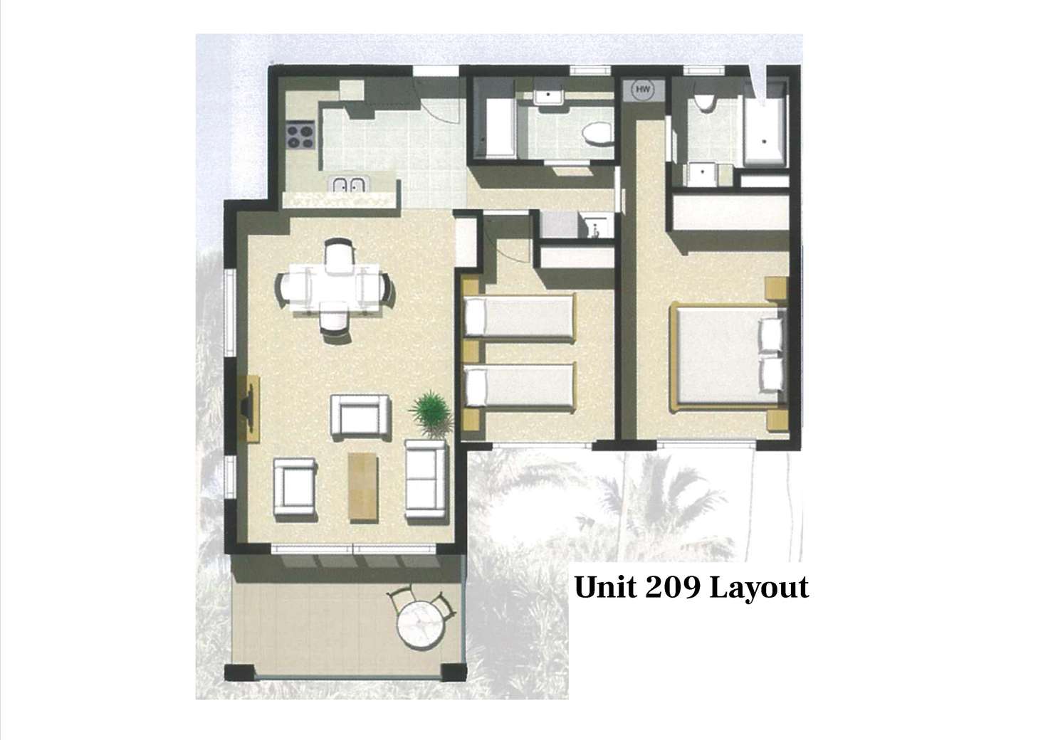 Floorplan of Homely unit listing, 209/23 Esplanade, Bargara QLD 4670