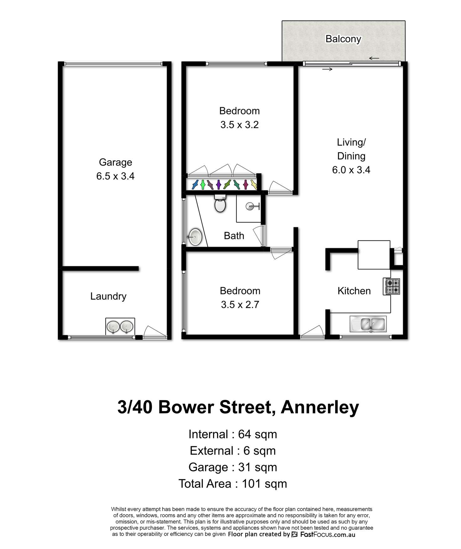 Floorplan of Homely apartment listing, 3/40 Bower Street, Annerley QLD 4103