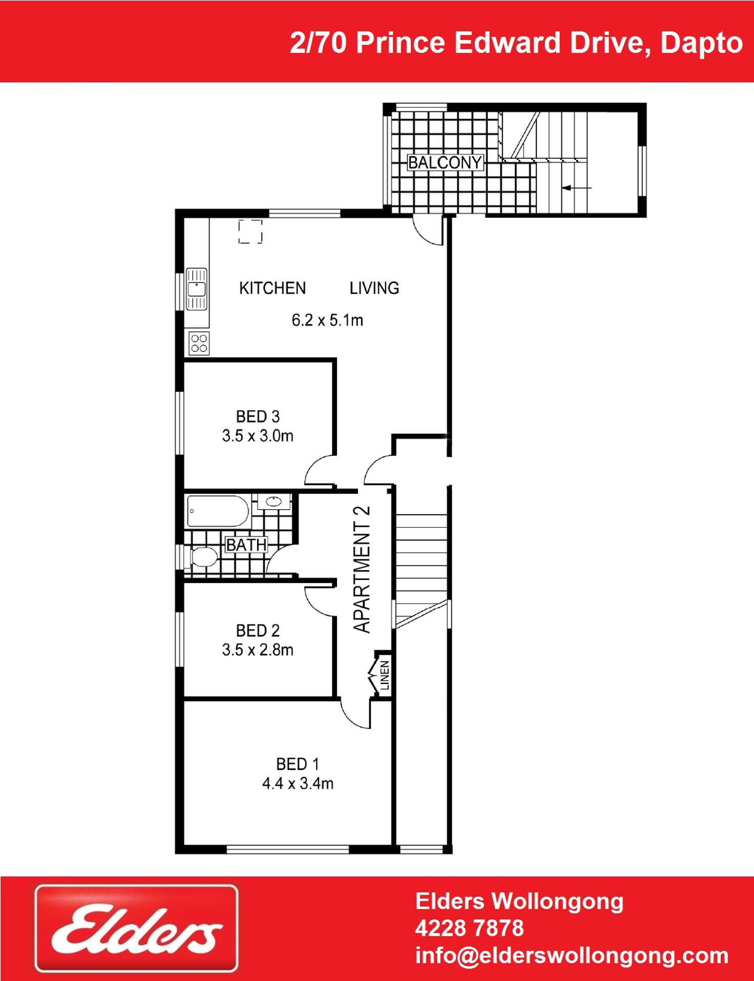 Floorplan of Homely unit listing, 2/70 Prince Edward Drive, Dapto NSW 2530