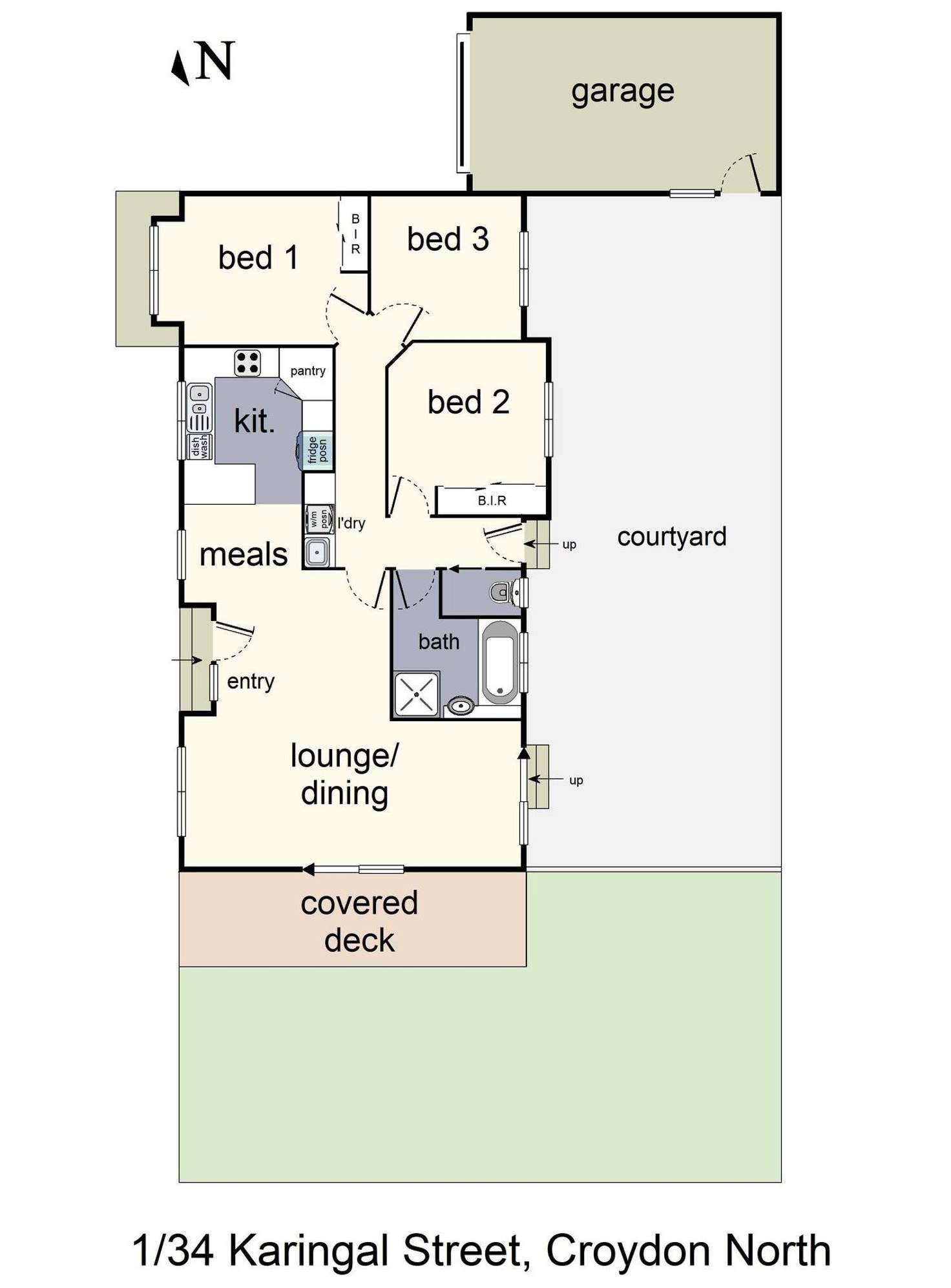 Floorplan of Homely unit listing, 1/34 Karingal Street, Croydon North VIC 3136