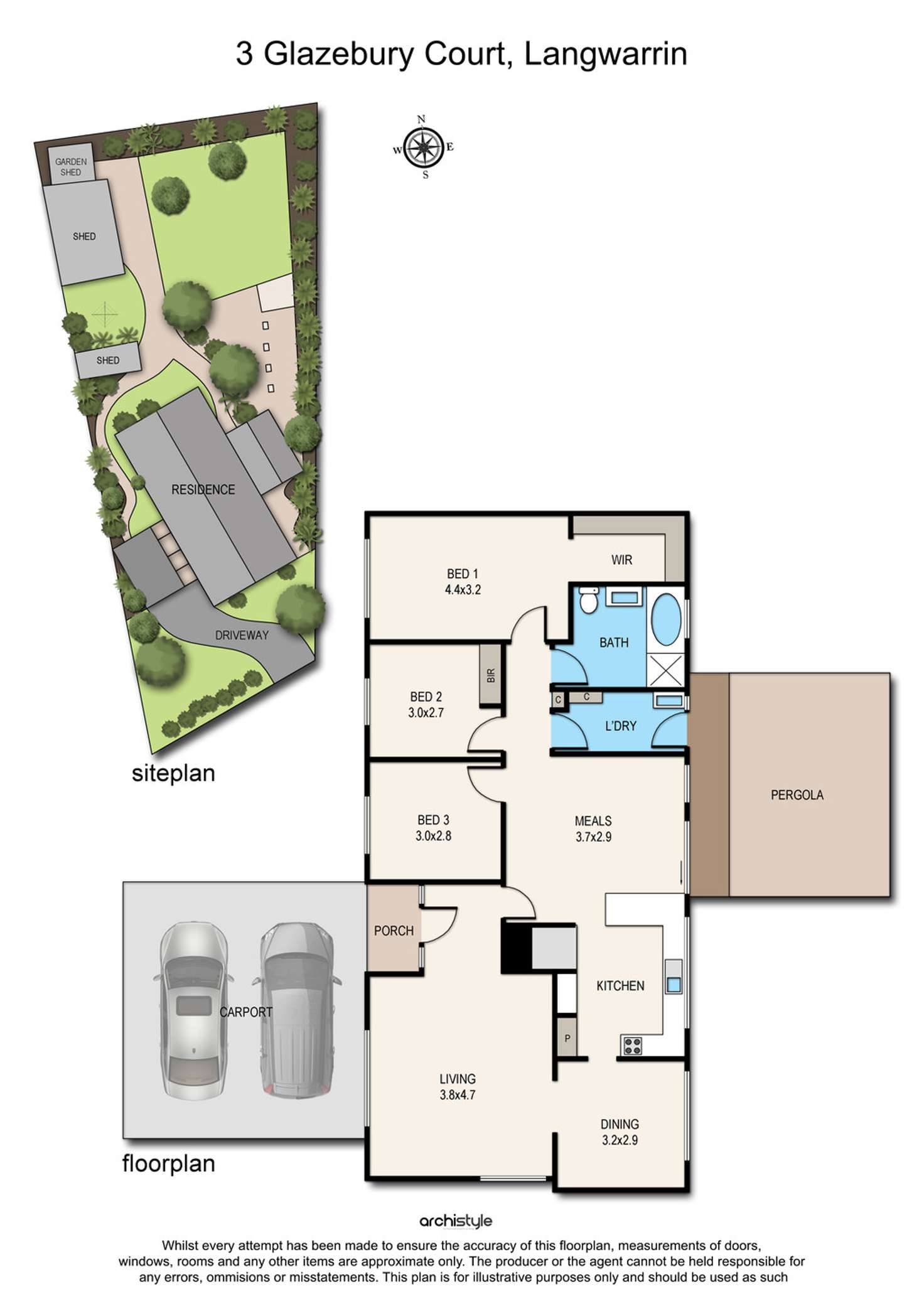 Floorplan of Homely house listing, 3 Glazebury Court, Langwarrin VIC 3910